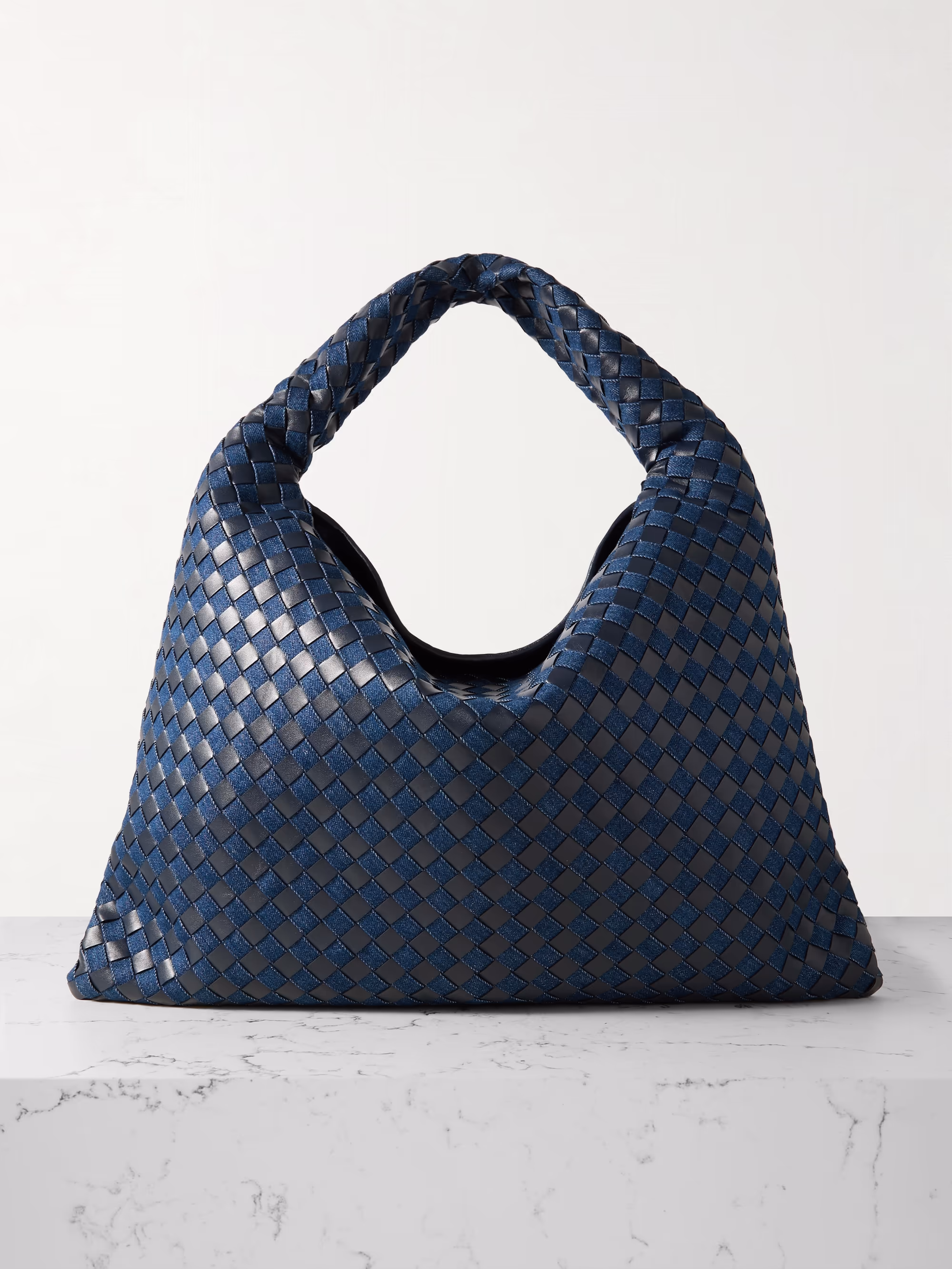 Bottega Veneta Hop large Intrecciato leather and denim tote
