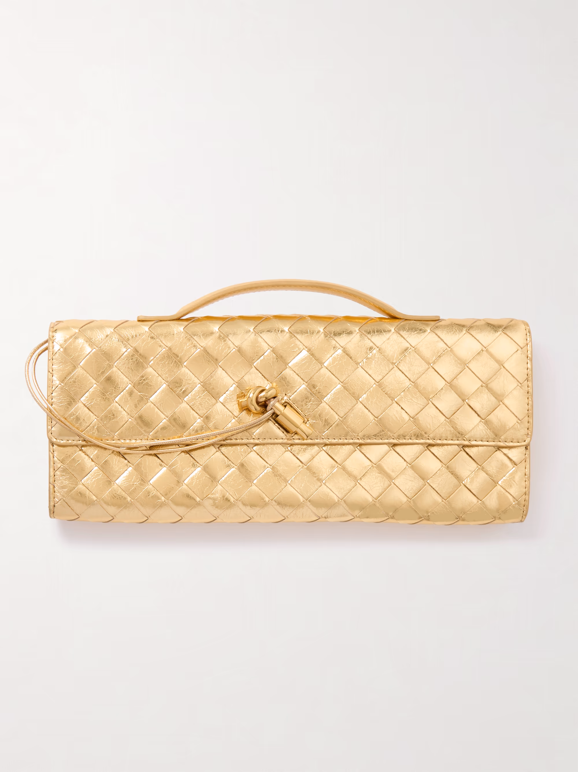 Bottega Veneta Andiamo long Intrecciato metallic leather clutch