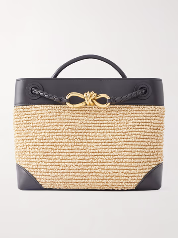 Bottega Veneta Andiamo small leather-trimmed raffia tote