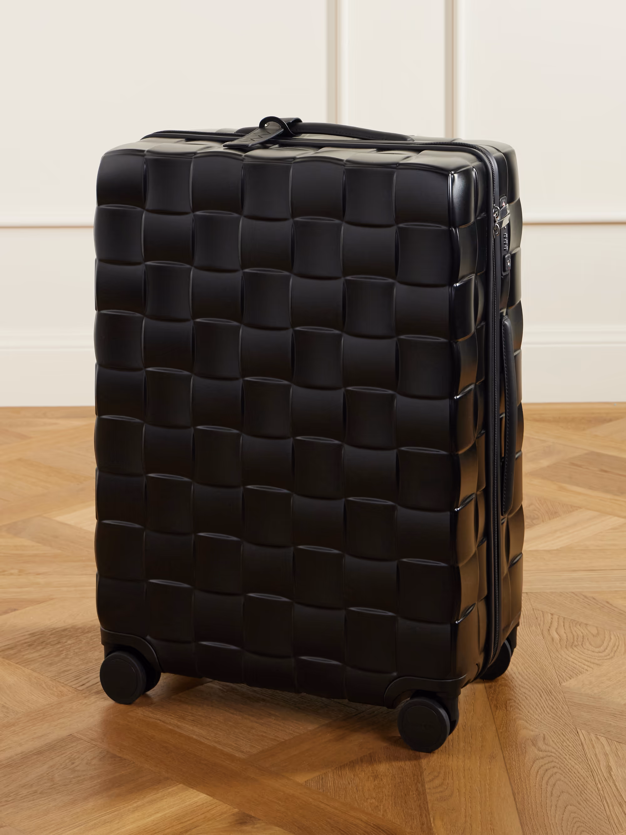Bottega Veneta Odyssey leather-trimmed Intrecciato polycarbonate check-in suitcase