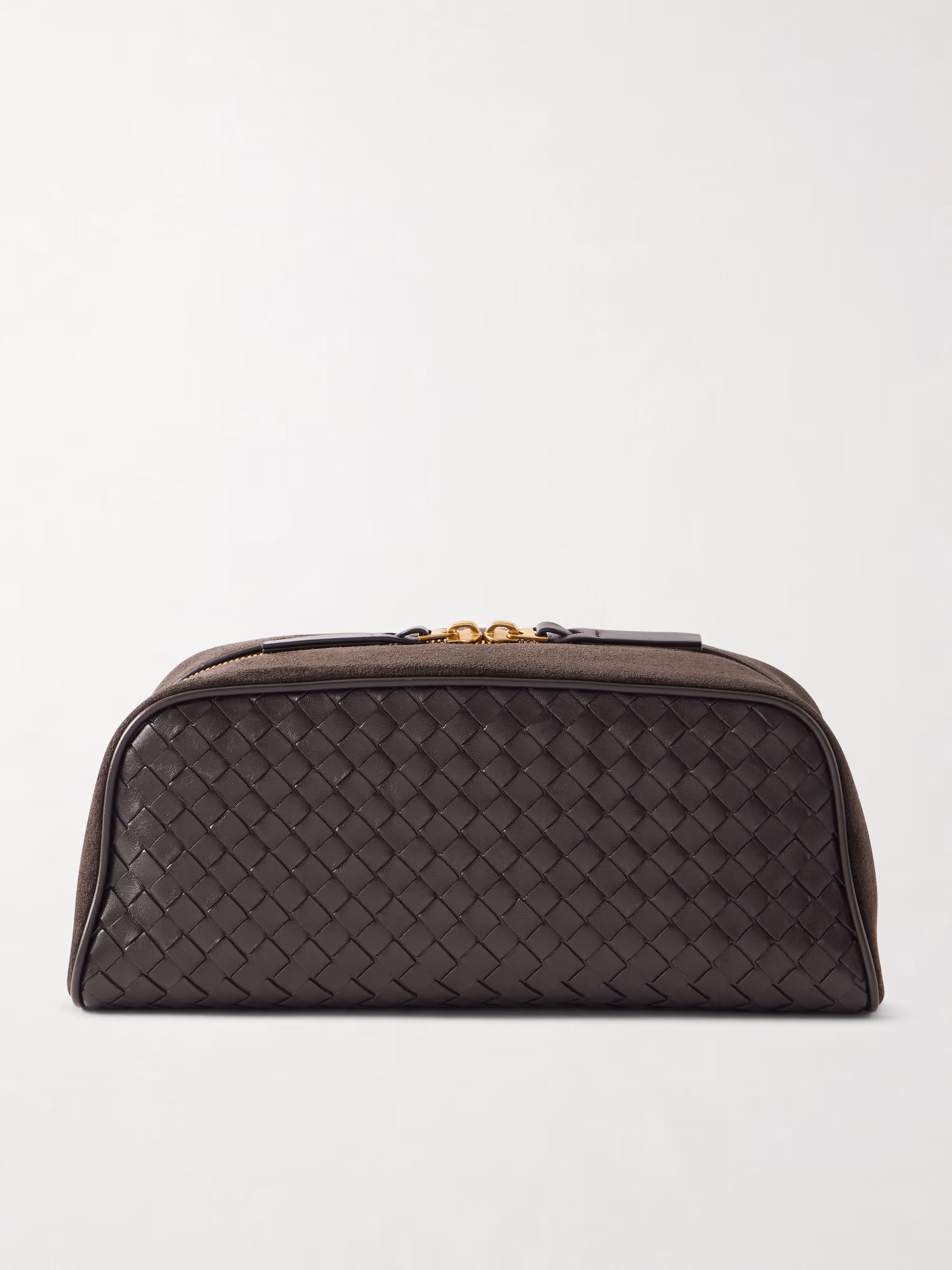 Bottega Veneta Nodo small Intrecciato suede-trimmed leather clutch