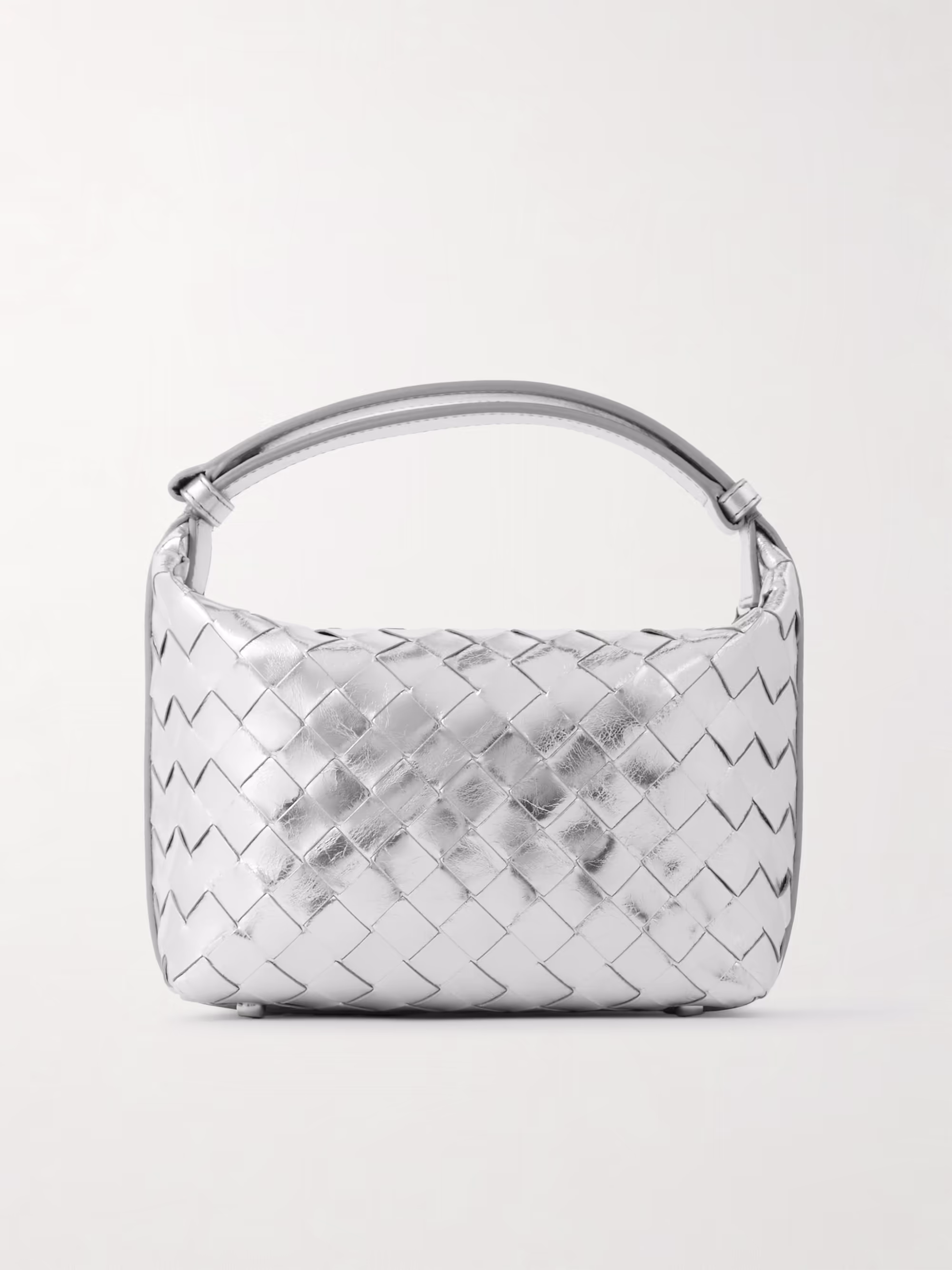 Bottega Veneta Wallace mini Intrecciato metallic leather shoulder bag