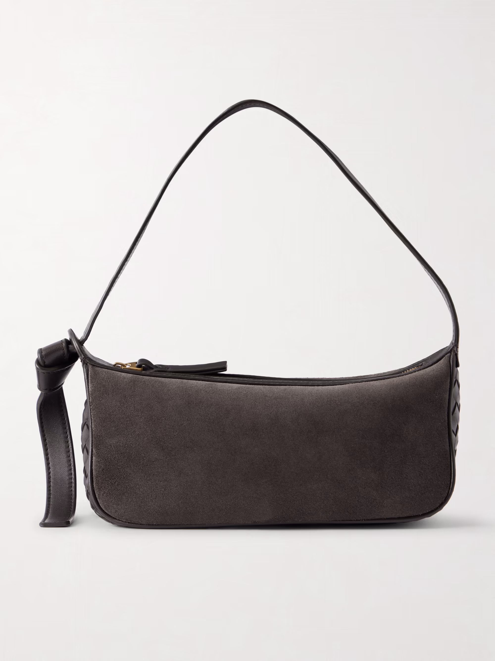 Bottega Veneta Nodo suede-trimmed Intrecciato leather shoulder bag