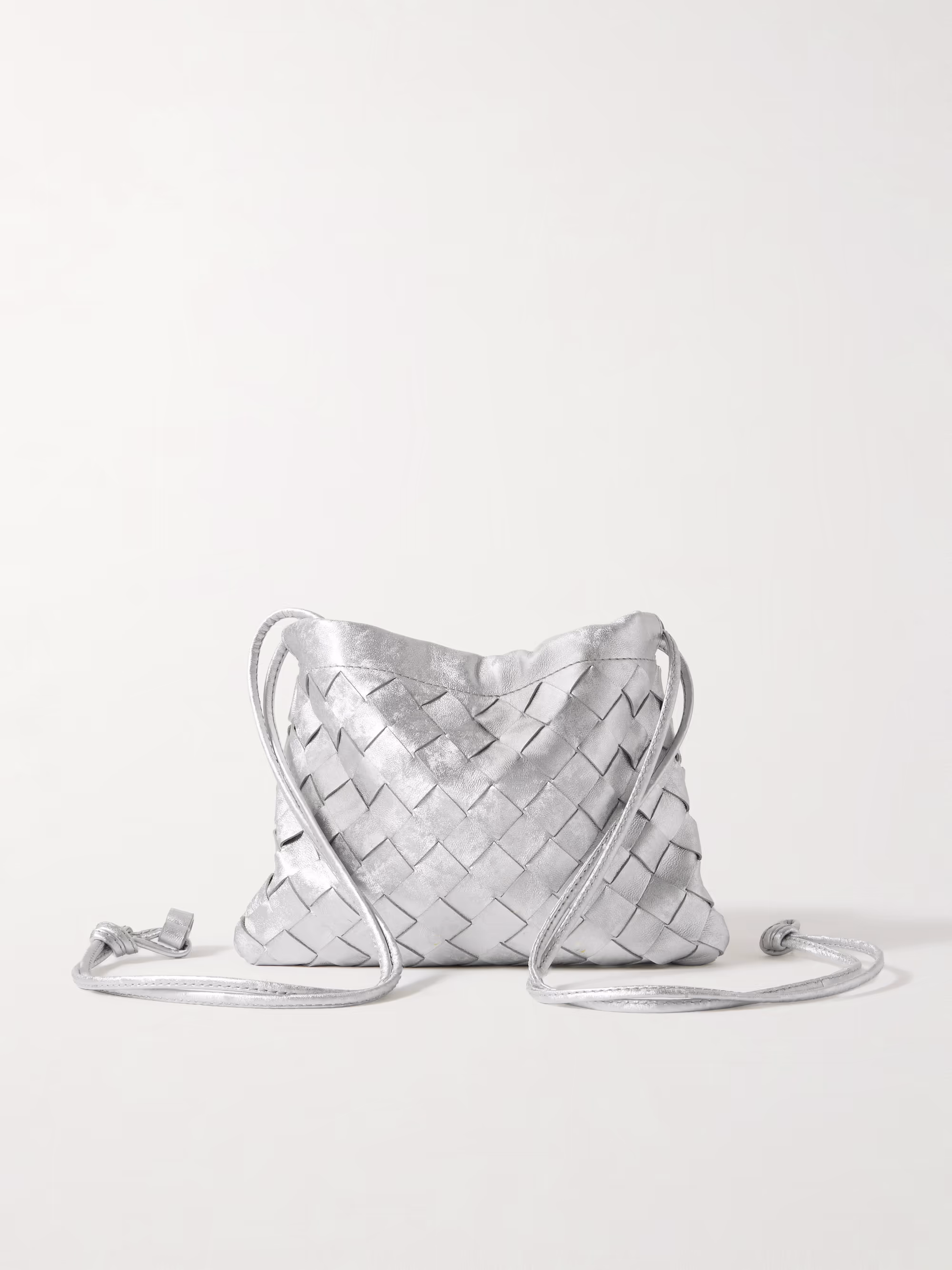 Bottega Veneta Dustbag small Intrecciato metallic leather pouch