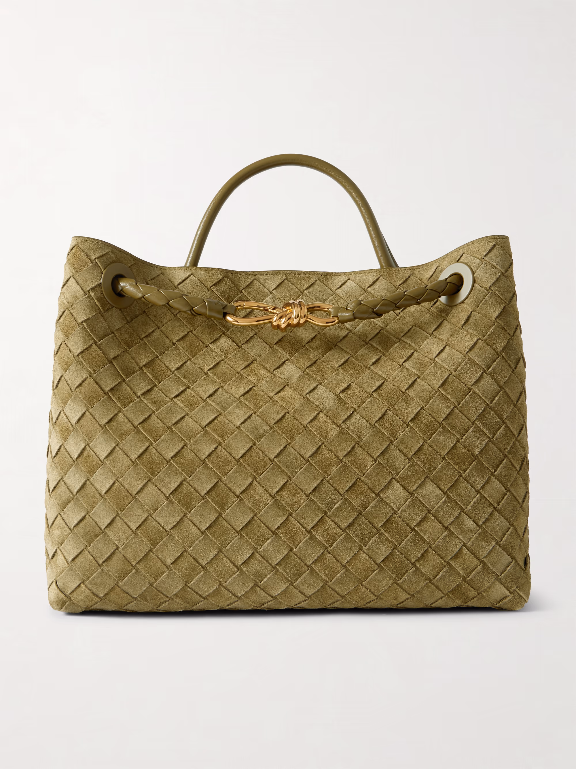 Bottega Veneta Andiamo medium leather-trimmed Intrecciato suede tote