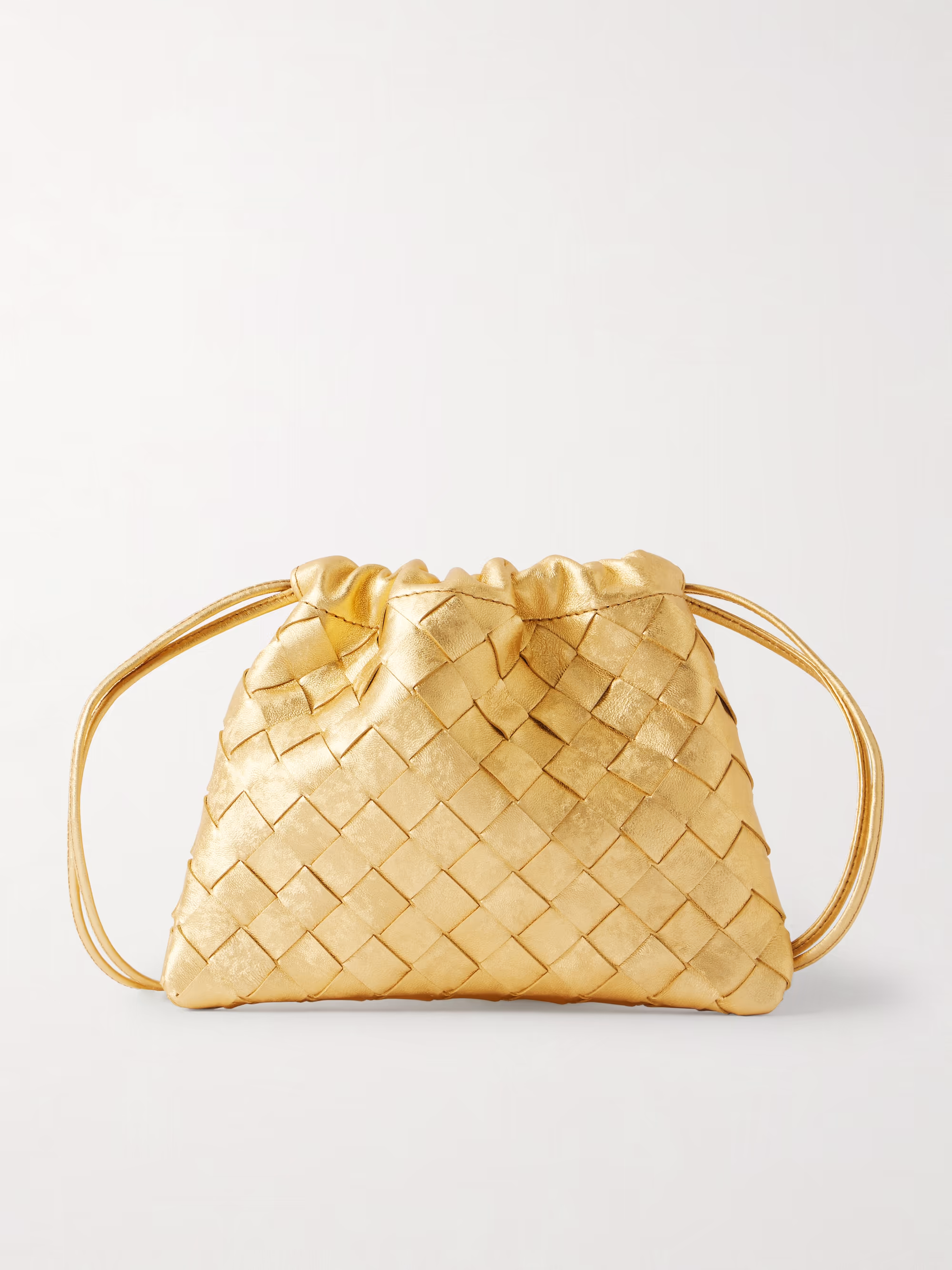 Bottega Veneta Dustbag small Intrecciato metallic leather pouch