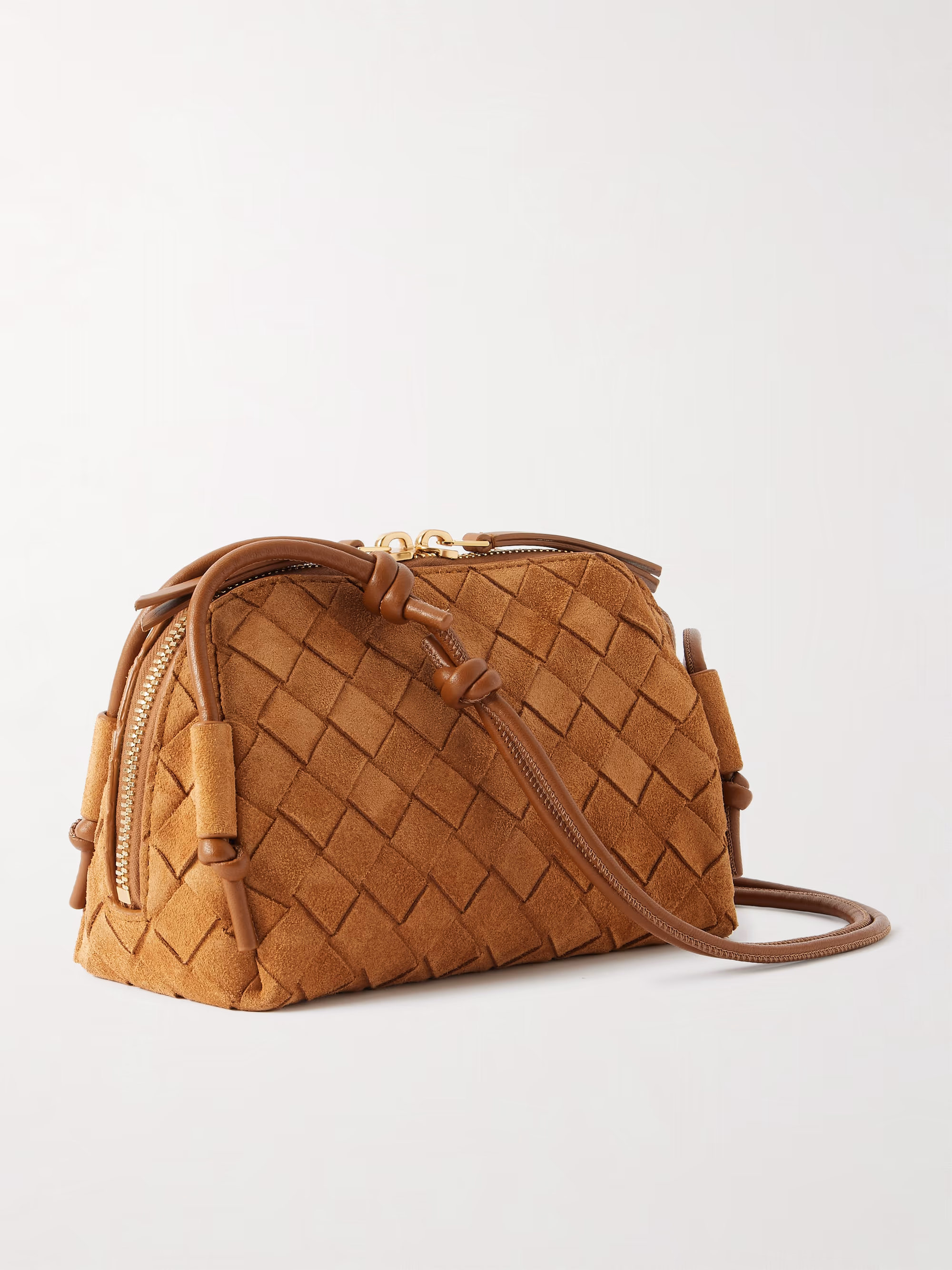 Bottega Veneta Concert Pouch Intrecciato suede shoulder bag