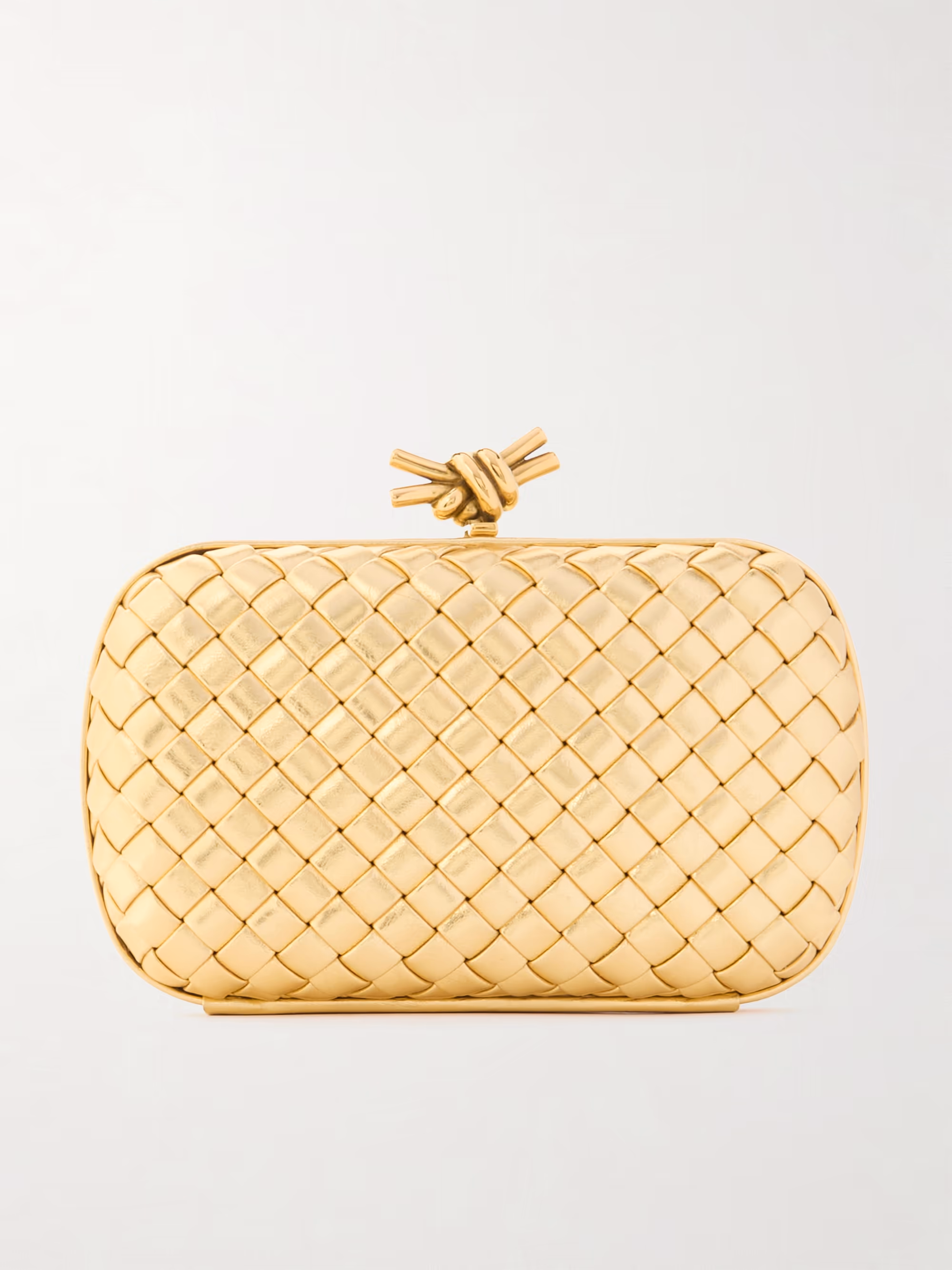 Bottega Veneta Knot padded Intrecciato metallic leather clutch