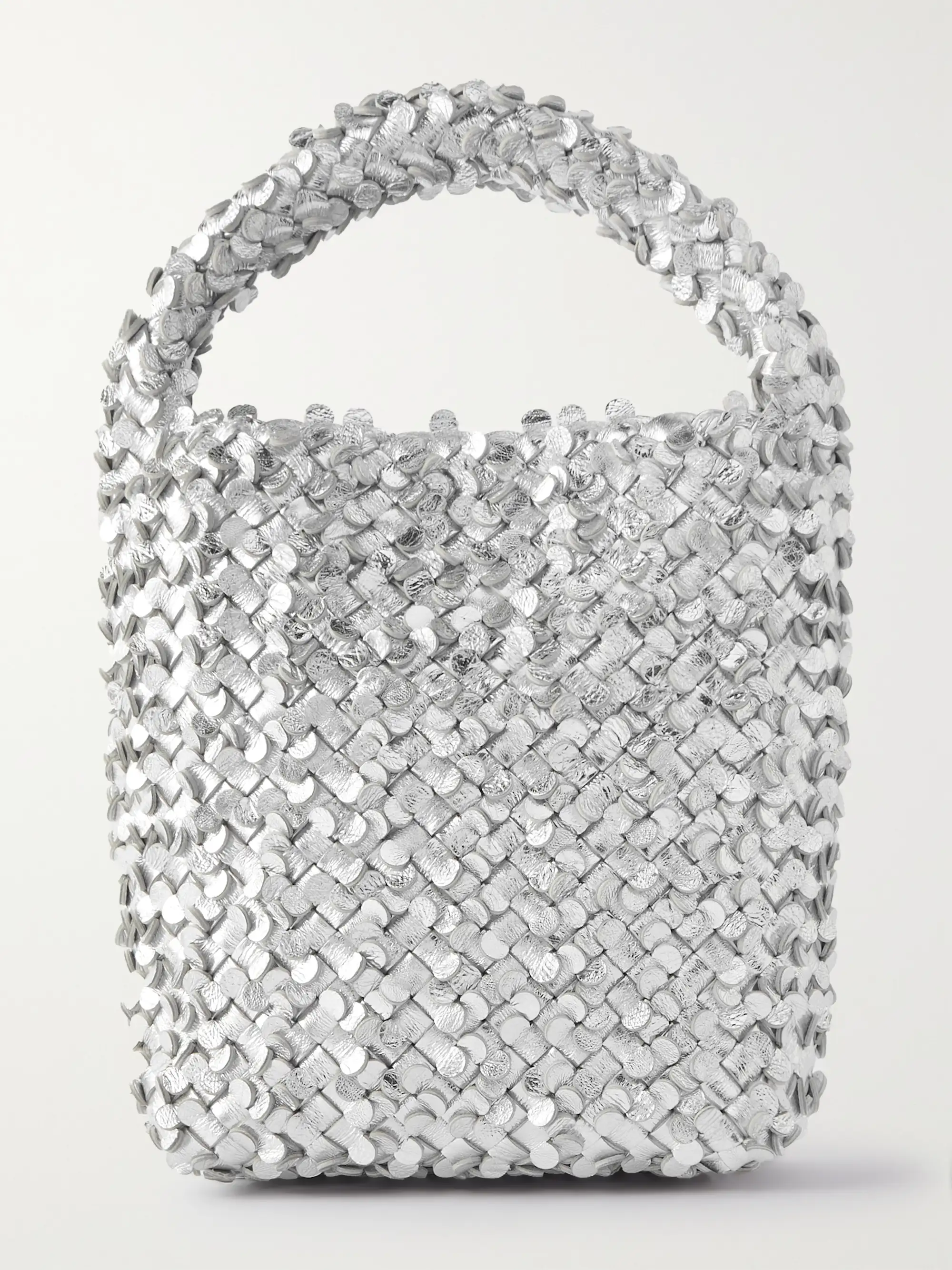 Bottega Veneta Cabat small Intrecciato metallic leather bucket bag