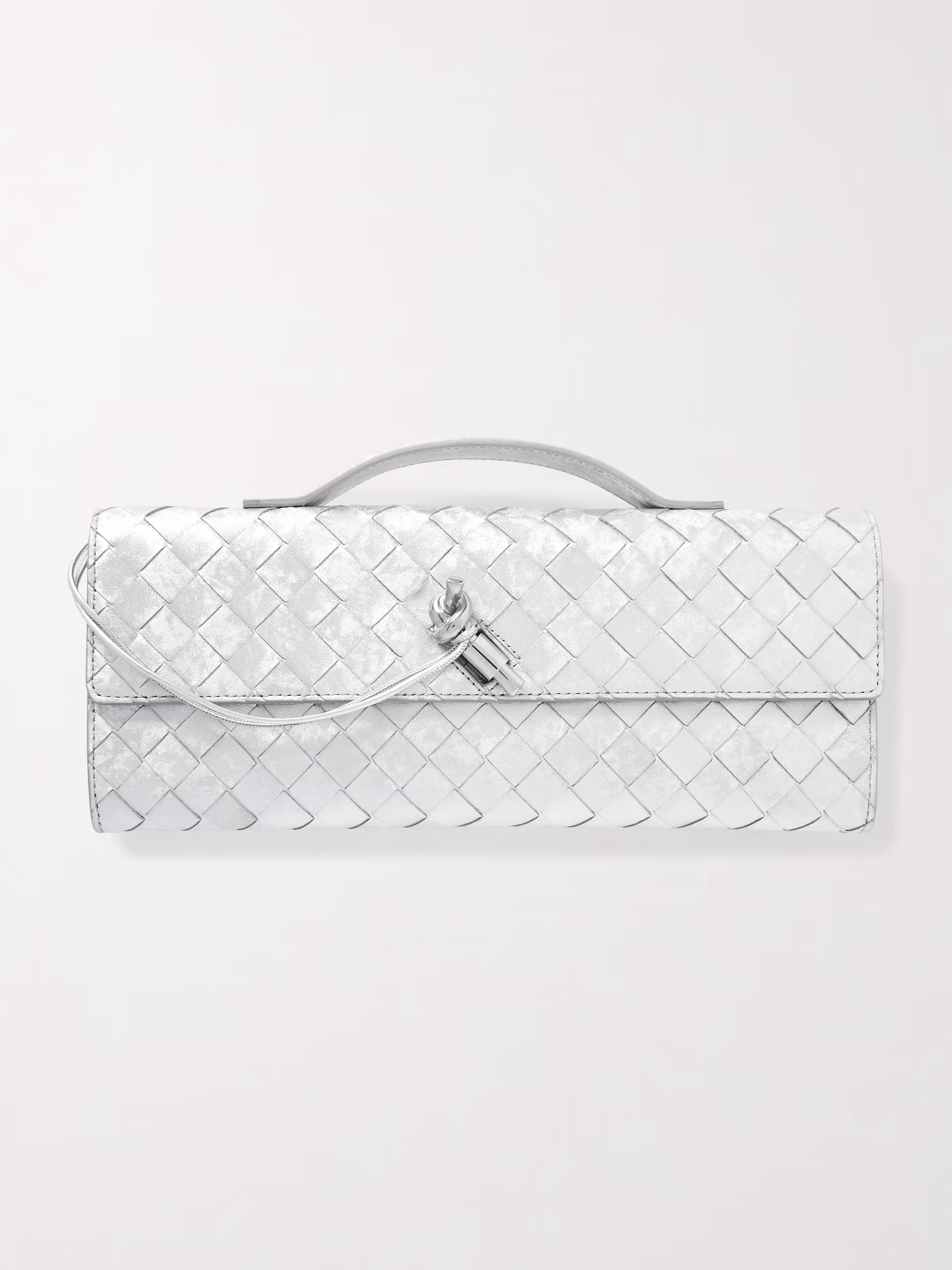 Bottega Veneta Andiamo long Intrecciato metallic leather clutch