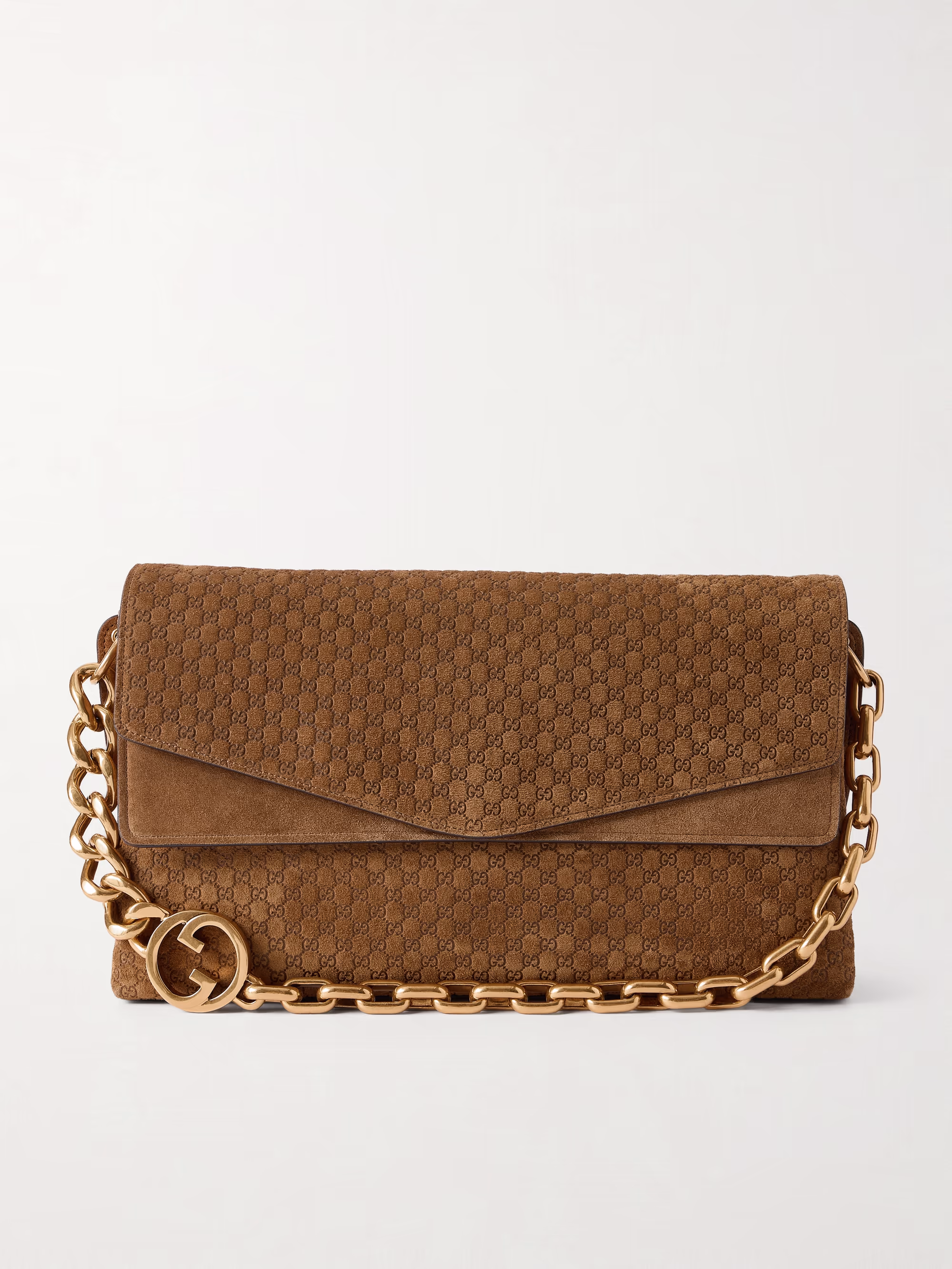 Gucci Large debossed suede shoulder bag