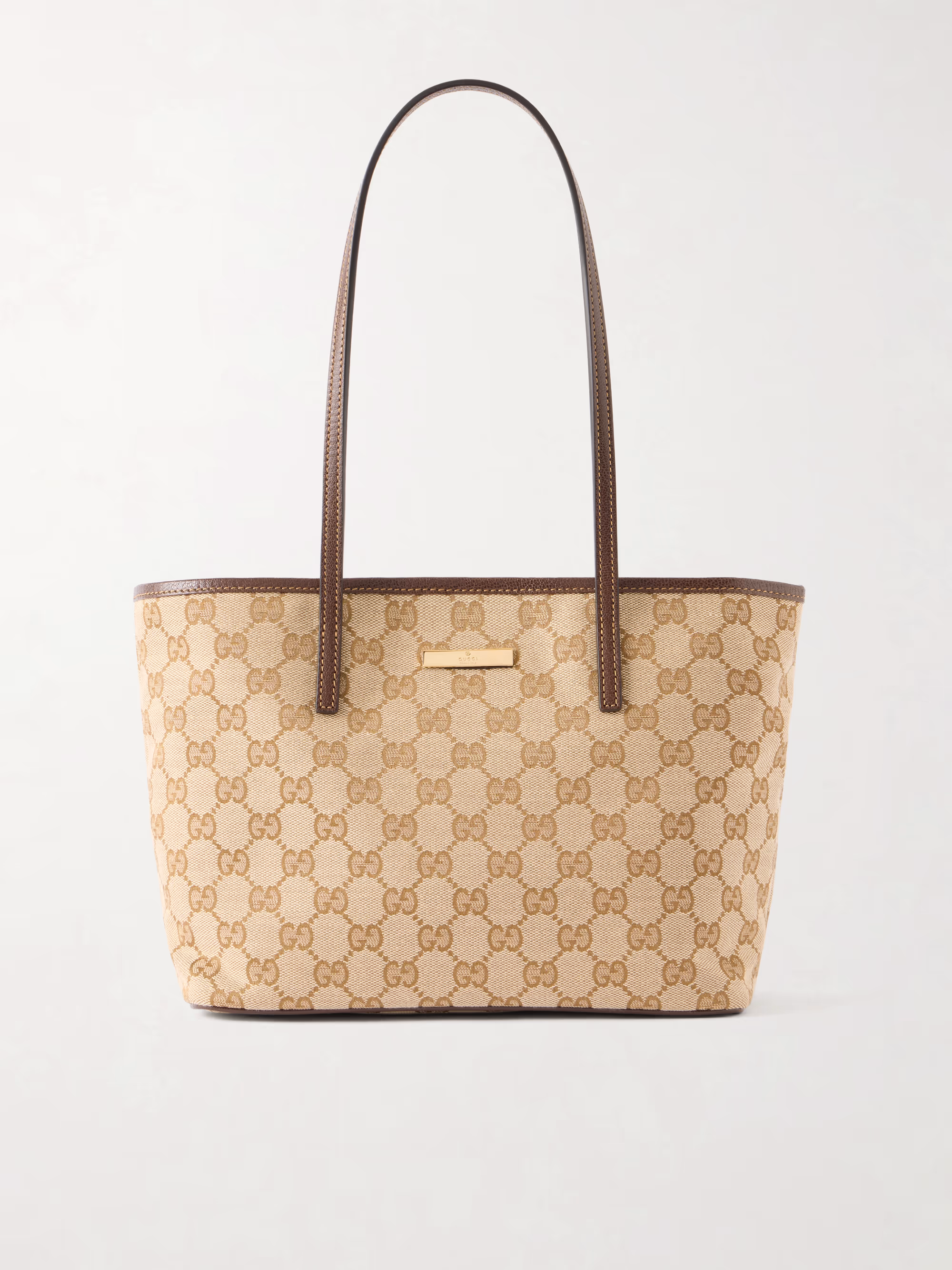 Gucci Leather-trimmed GG Supreme-jacquard coated-canvas tote