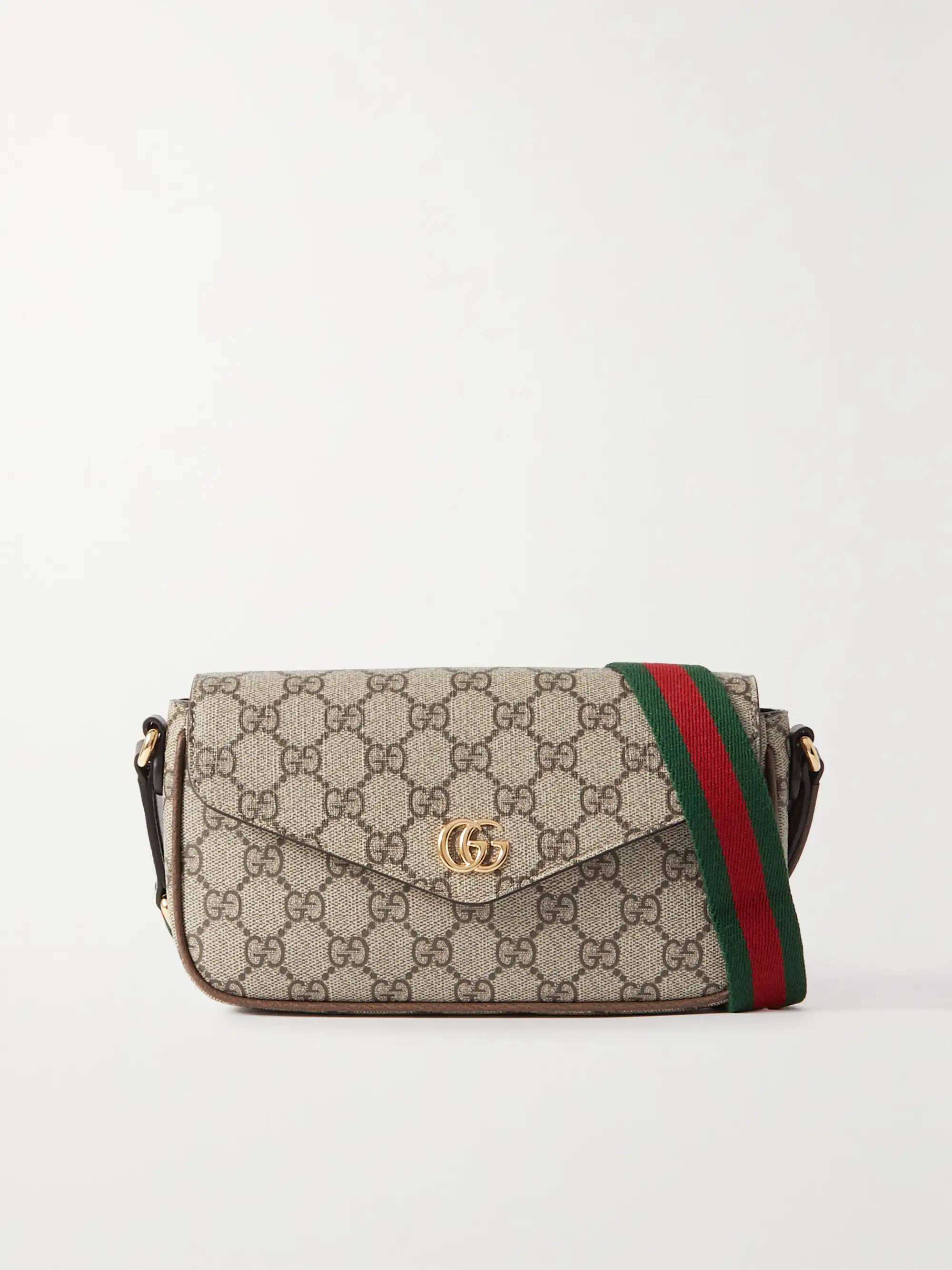 Gucci Ophidia leather-trimmed printed coated-canvas shoulder bag