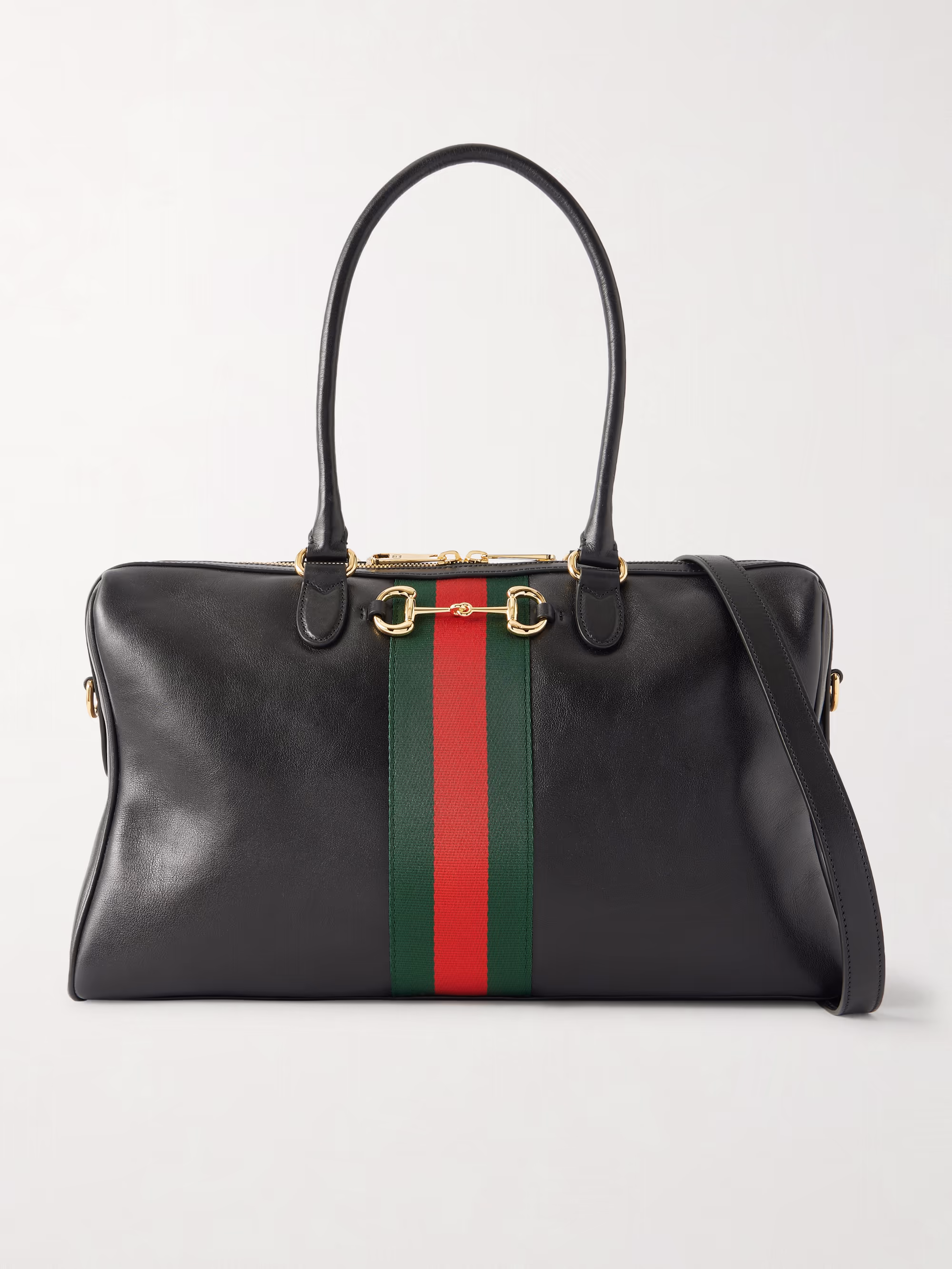 Gucci Borsetto large webbing-trimmed textured-leather shoulder bag