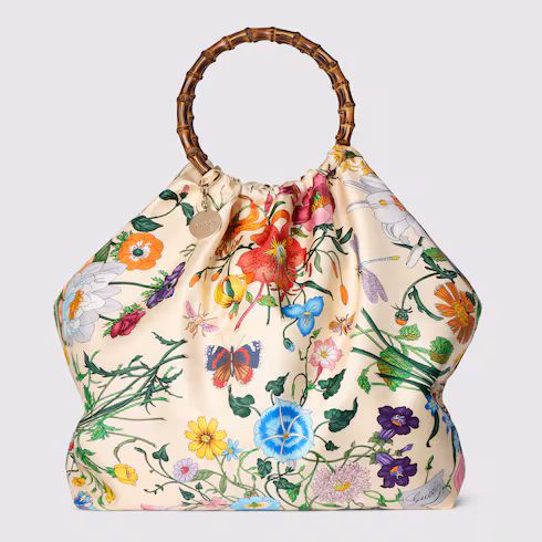 Gucci Silk maxi tote bag with bamboo handle