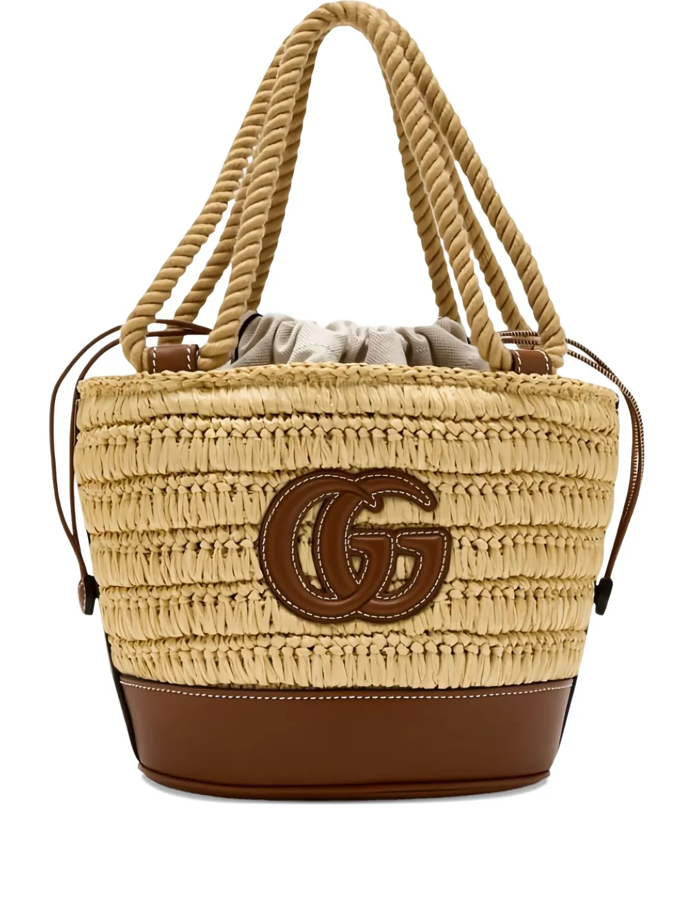 Gucci small geweven bucket bag met GG-logo