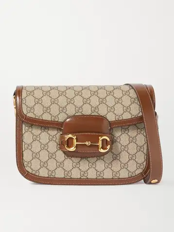 Gucci Horsebit 1955 leather-trimmed printed coated-canvas shoulder bag