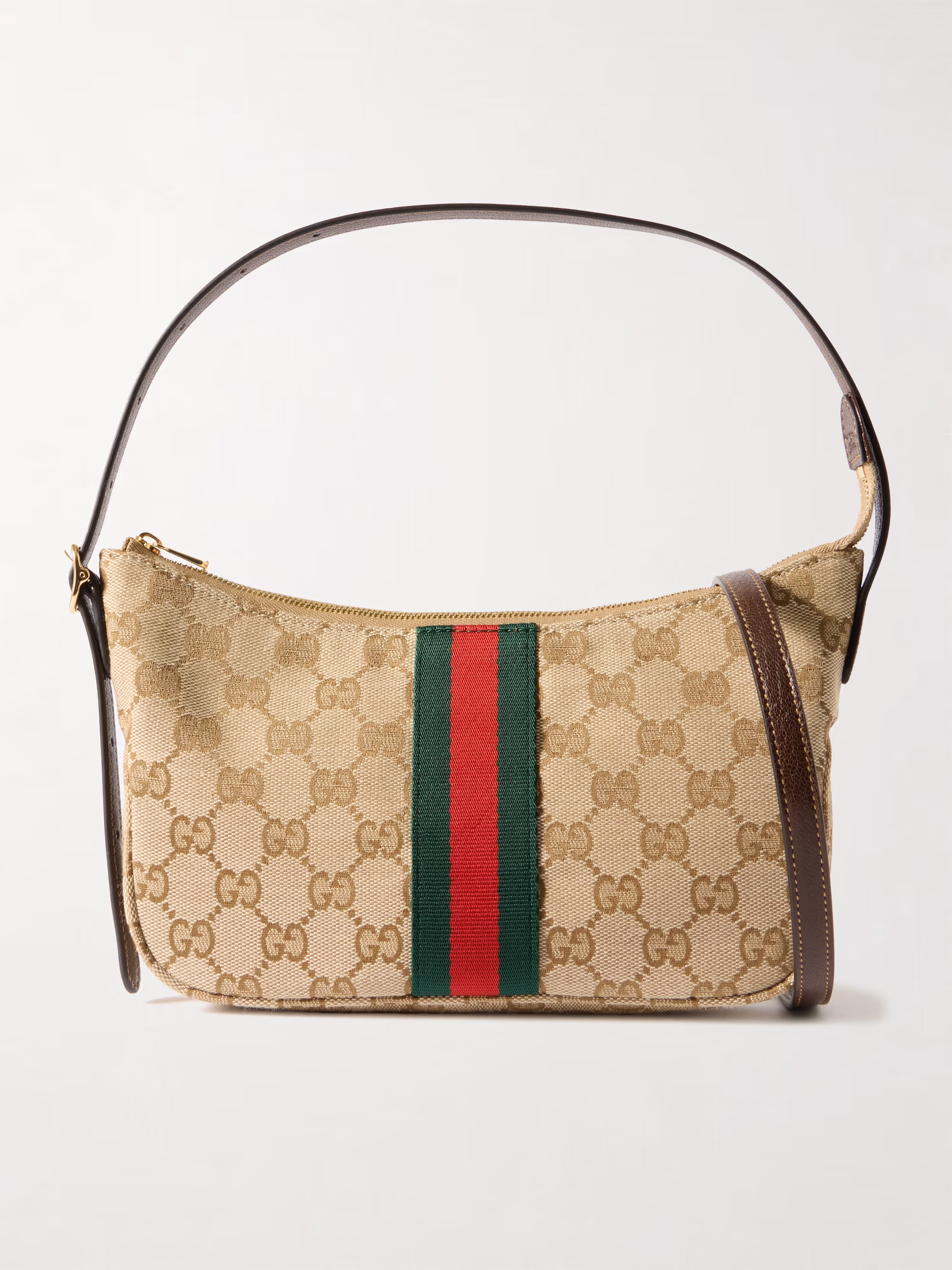 Gucci Lunetta leather-trimmed canvas-jacquard shoulder bag