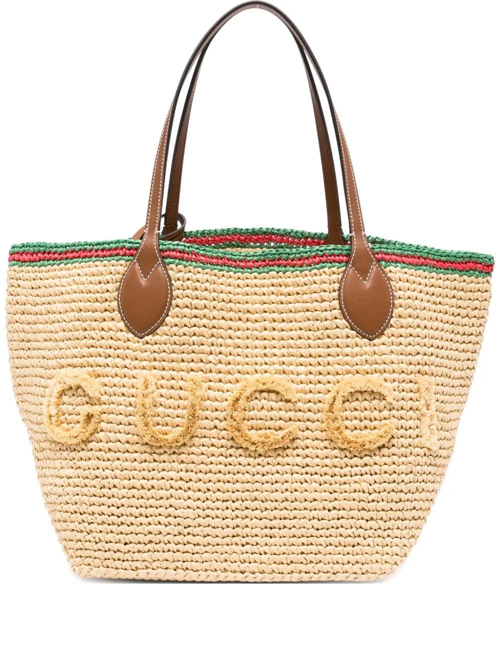 Gucci tote bag met leather afwerking en logodetail