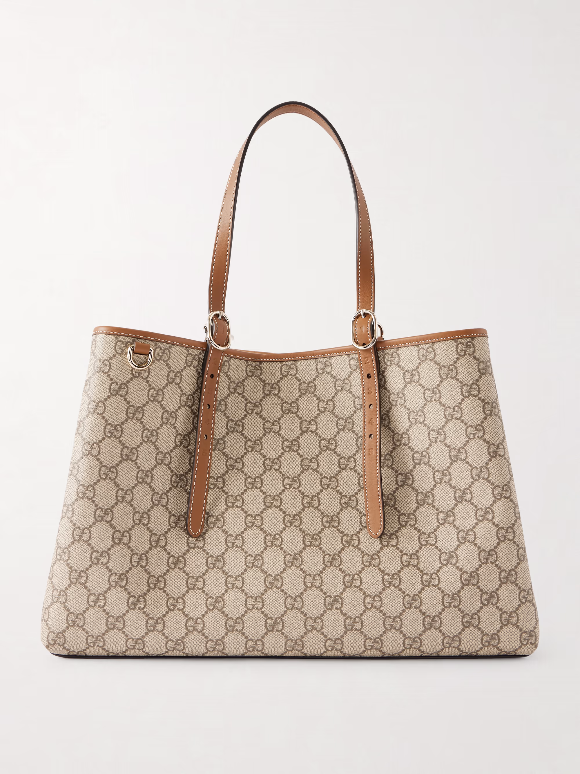 Gucci GG Emblem leather-trimmed printed coated-canvas tote