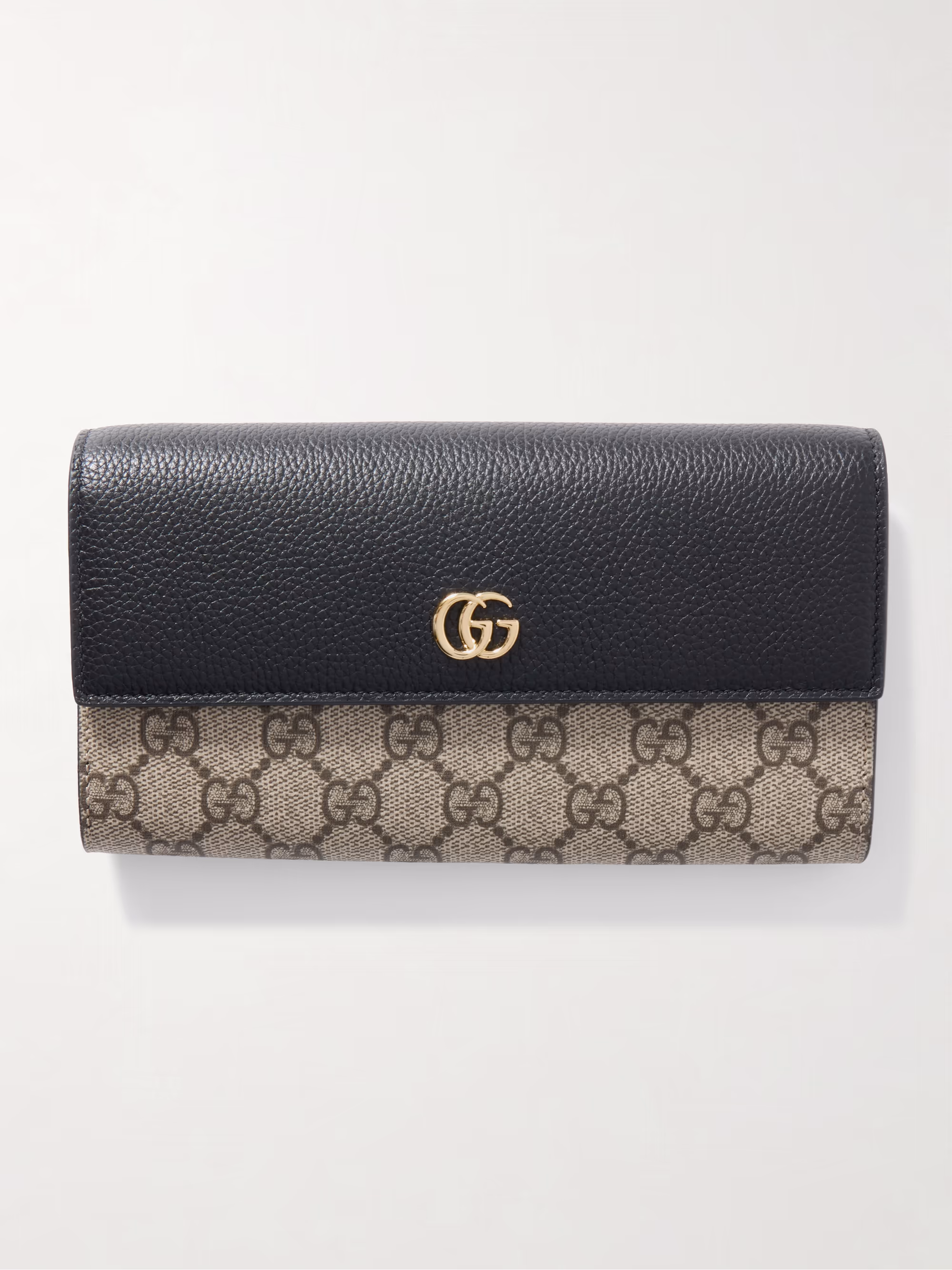 Gucci GG Marmont Petite textured-leather and printed coated-canvas shoulder bag