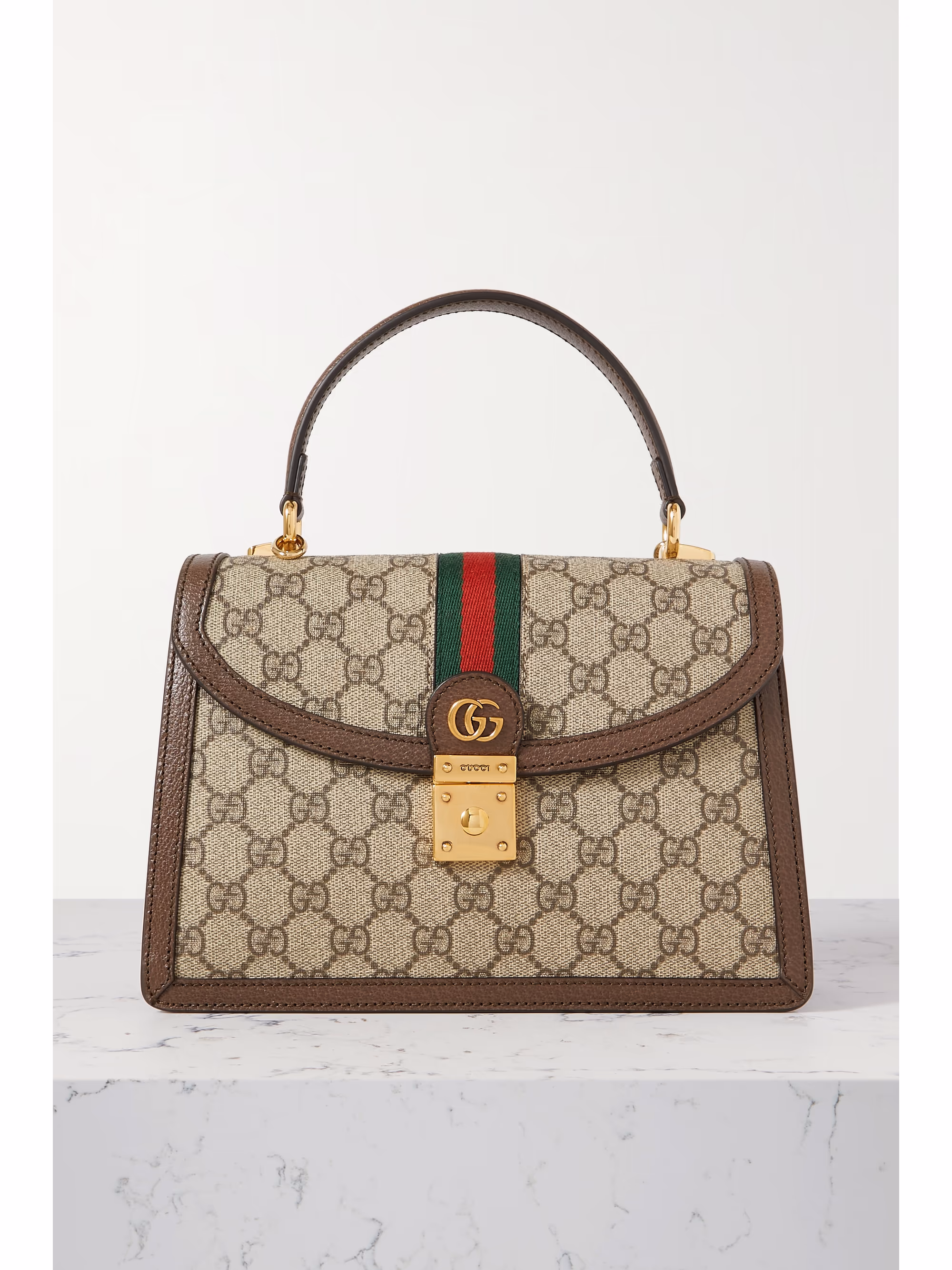 Gucci Ophidia textured leather-trimmed printed coated-canvas tote