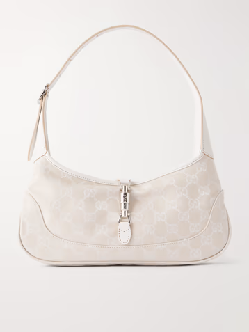 Gucci Jackie 1961 logo-jacquard leather-trimmed canvas shoulder bag