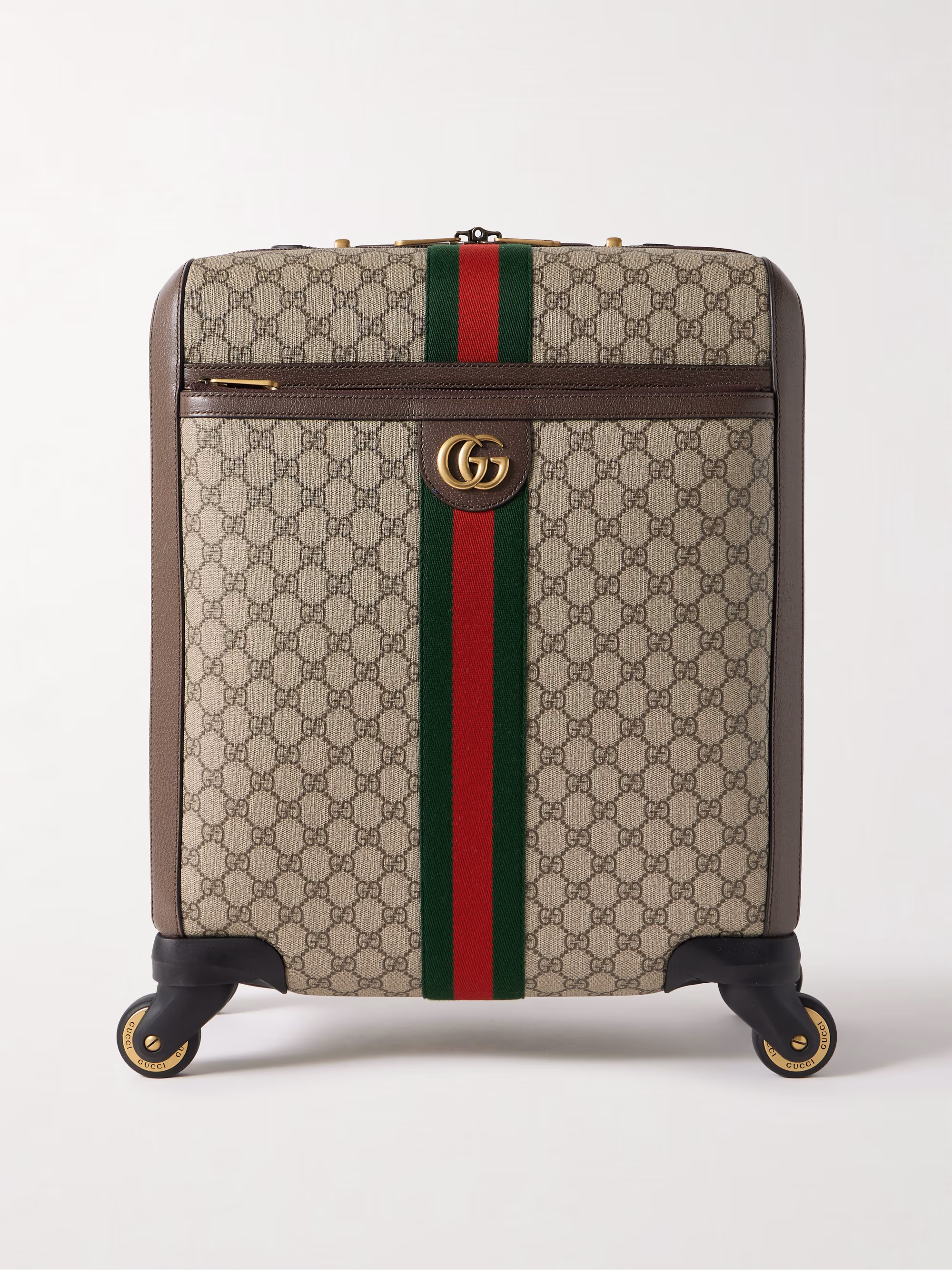 Gucci Savoy leather-trimmed printed coated-canvas suitcase