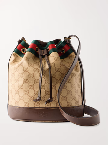 Gucci Bucket small leather-trimmed printed coated-canvas shoulder bag