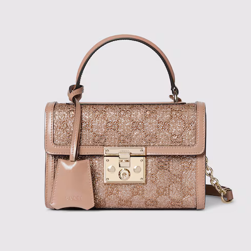 Gucci Padlock crystal small top handle bag