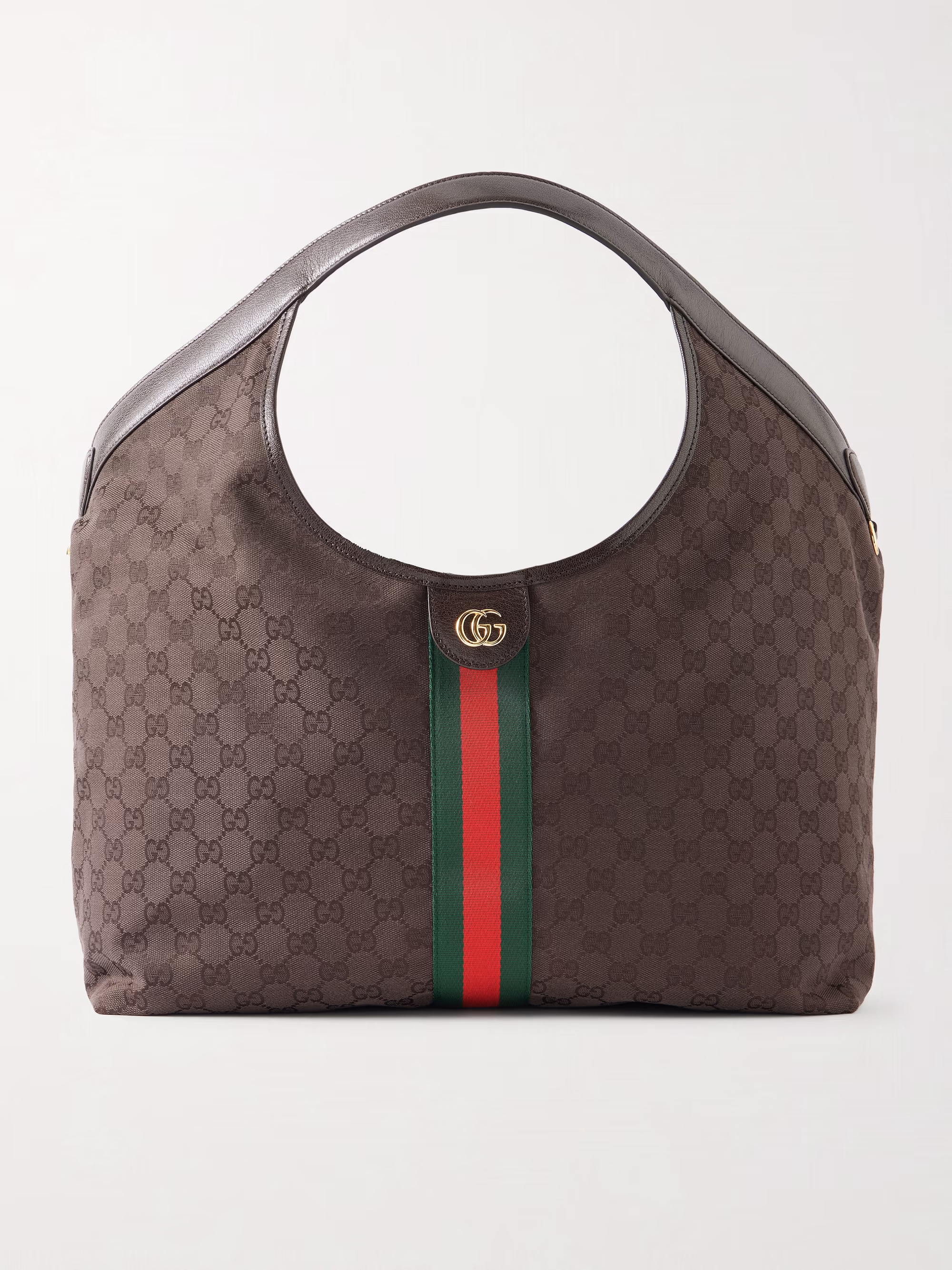 Gucci Giglio leather-trimmed canvas-jacquard tote