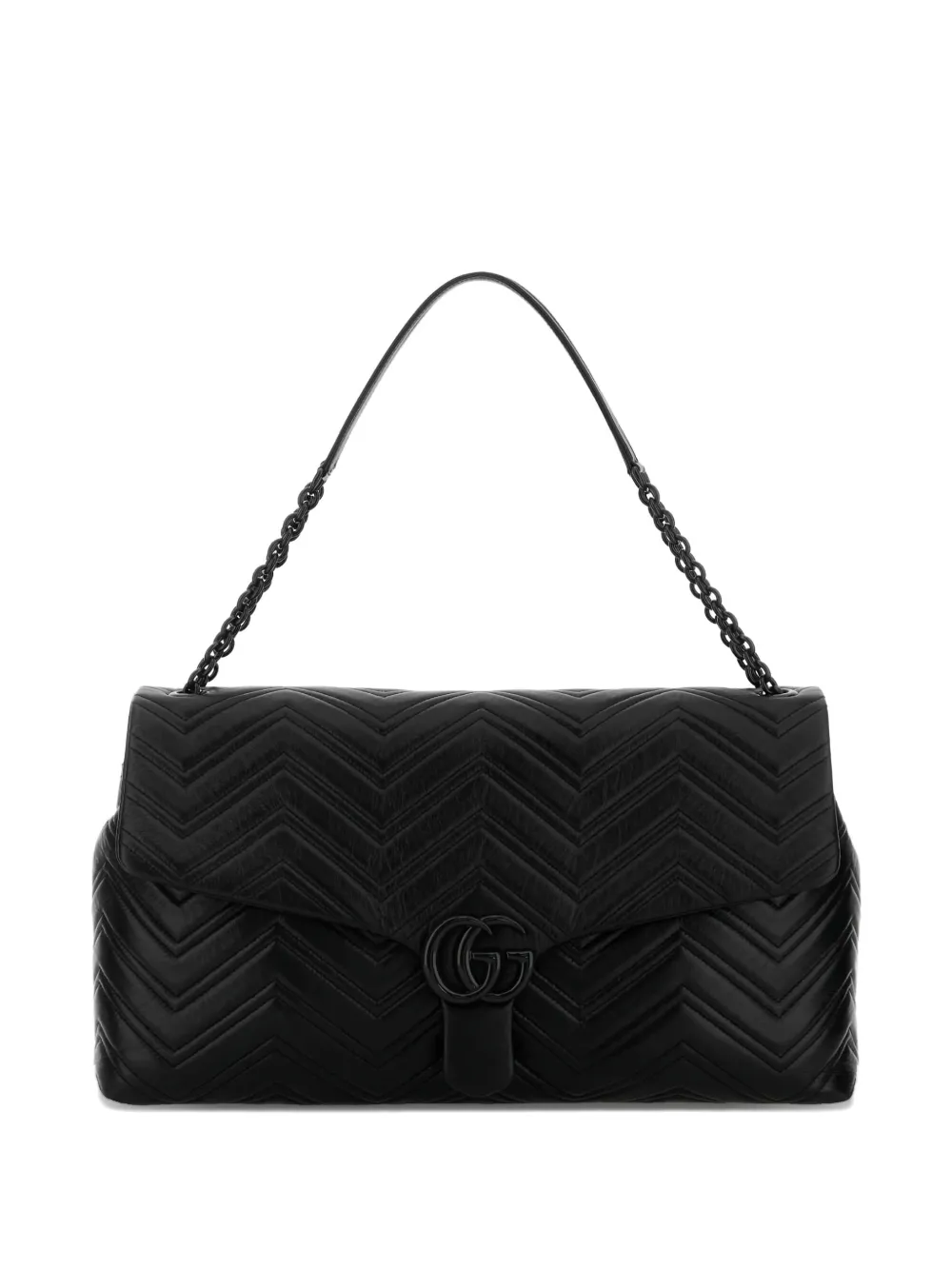 Gucci GG leather shoulder bag met chevron-streeo