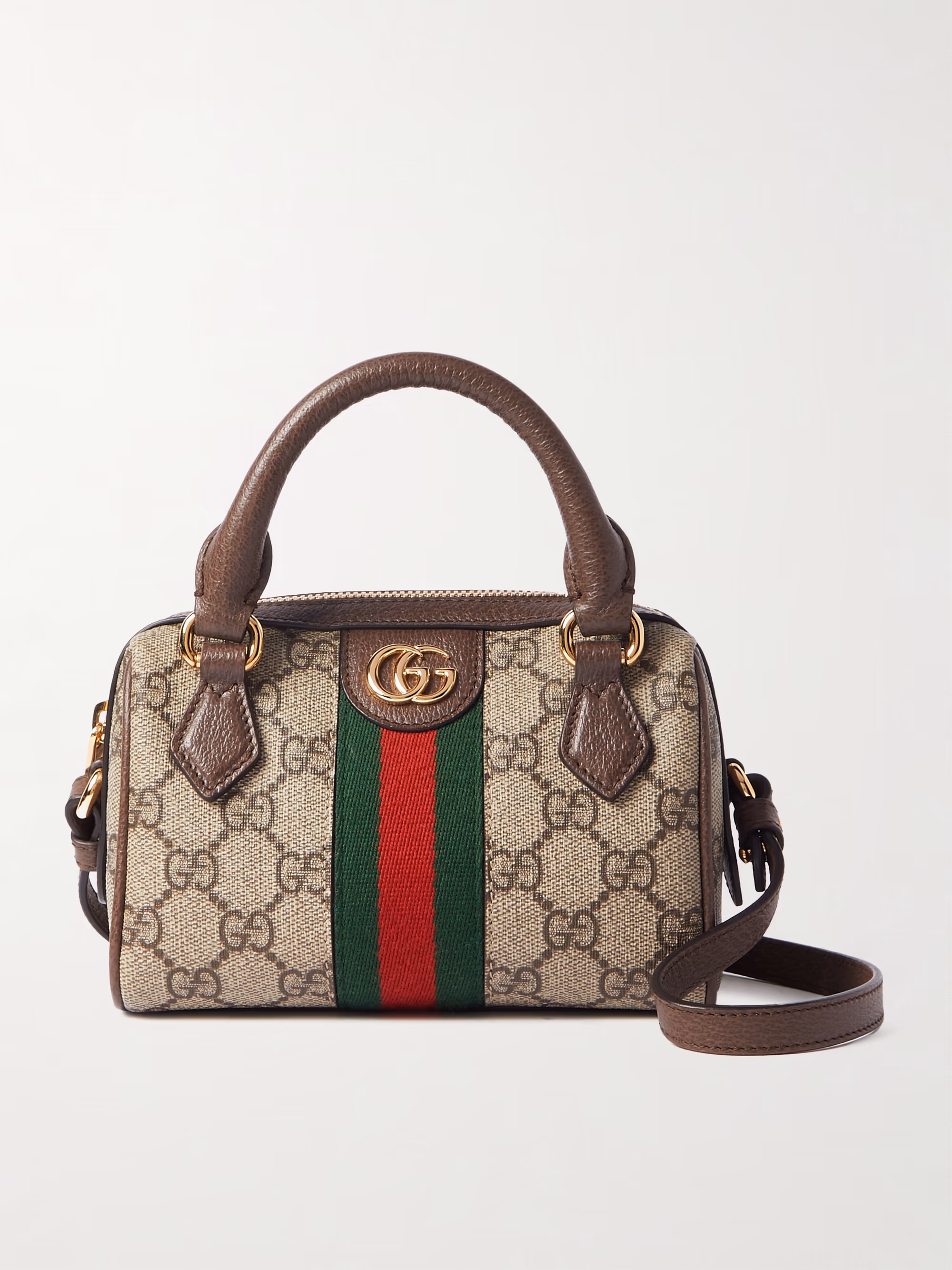 Gucci Ophidia mini leather-trimmed and webbing-trimmed printed coated-canvas tote