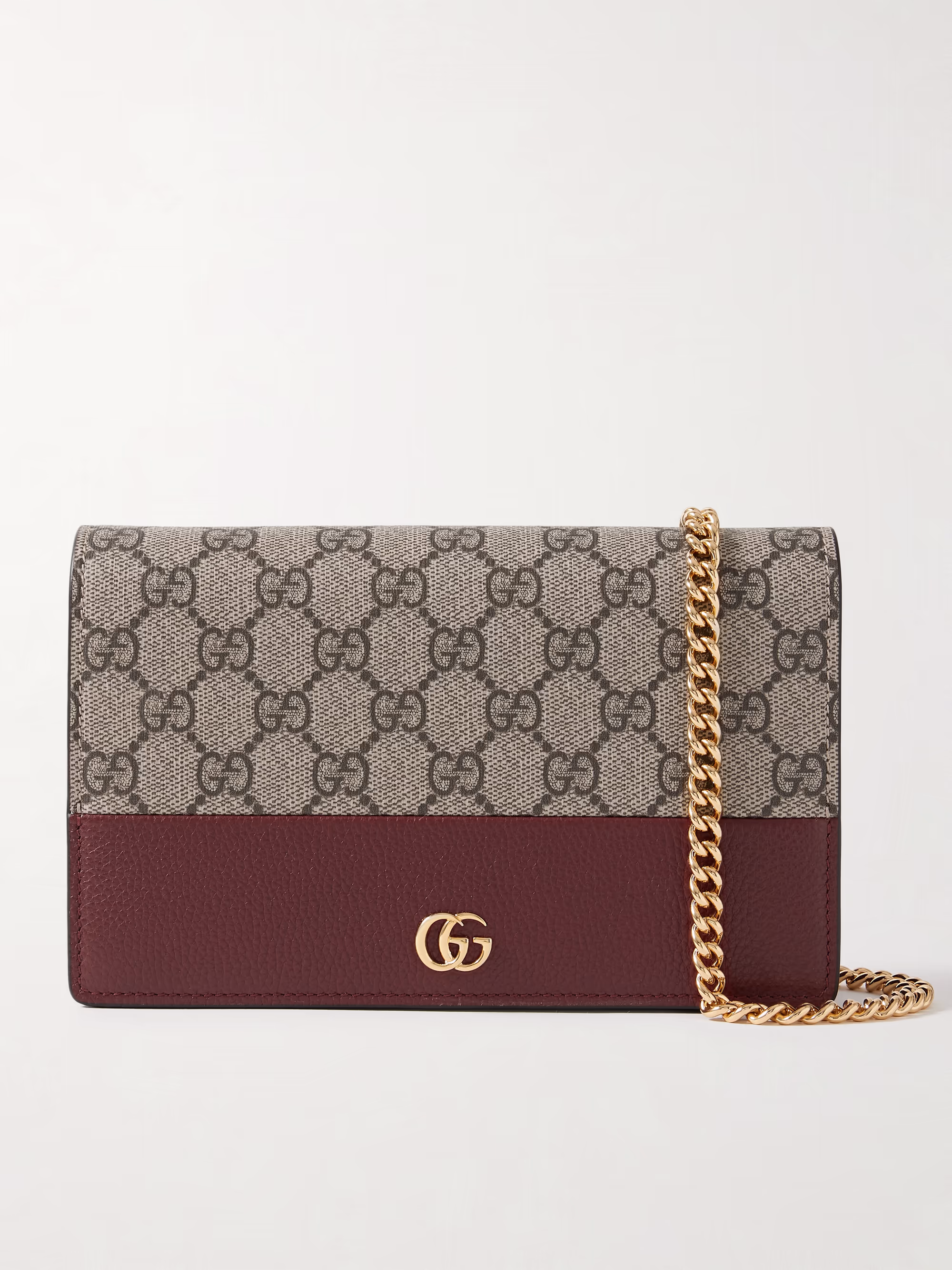 Gucci Petite Marmont leather and logo-print coated-canvas wallet
