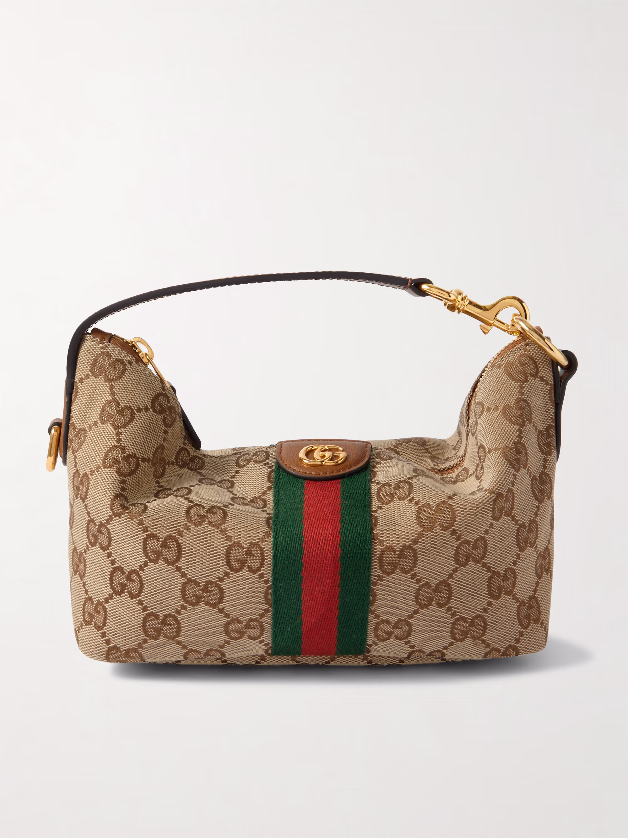 Gucci Ophidia mini leather and webbing-trimmed coated-canvas tote
