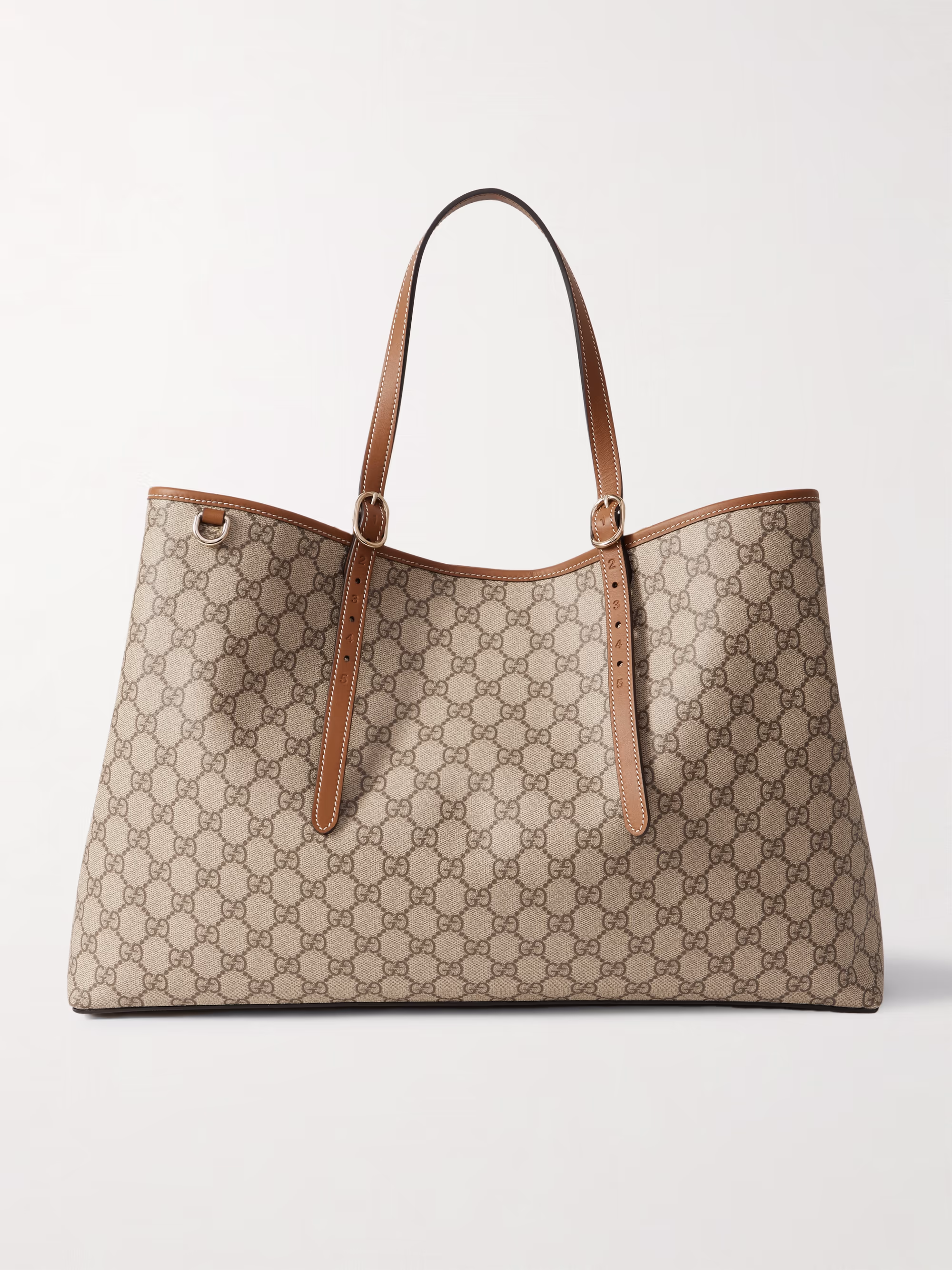 Gucci GG Emblem leather-trimmed printed coated-canvas tote