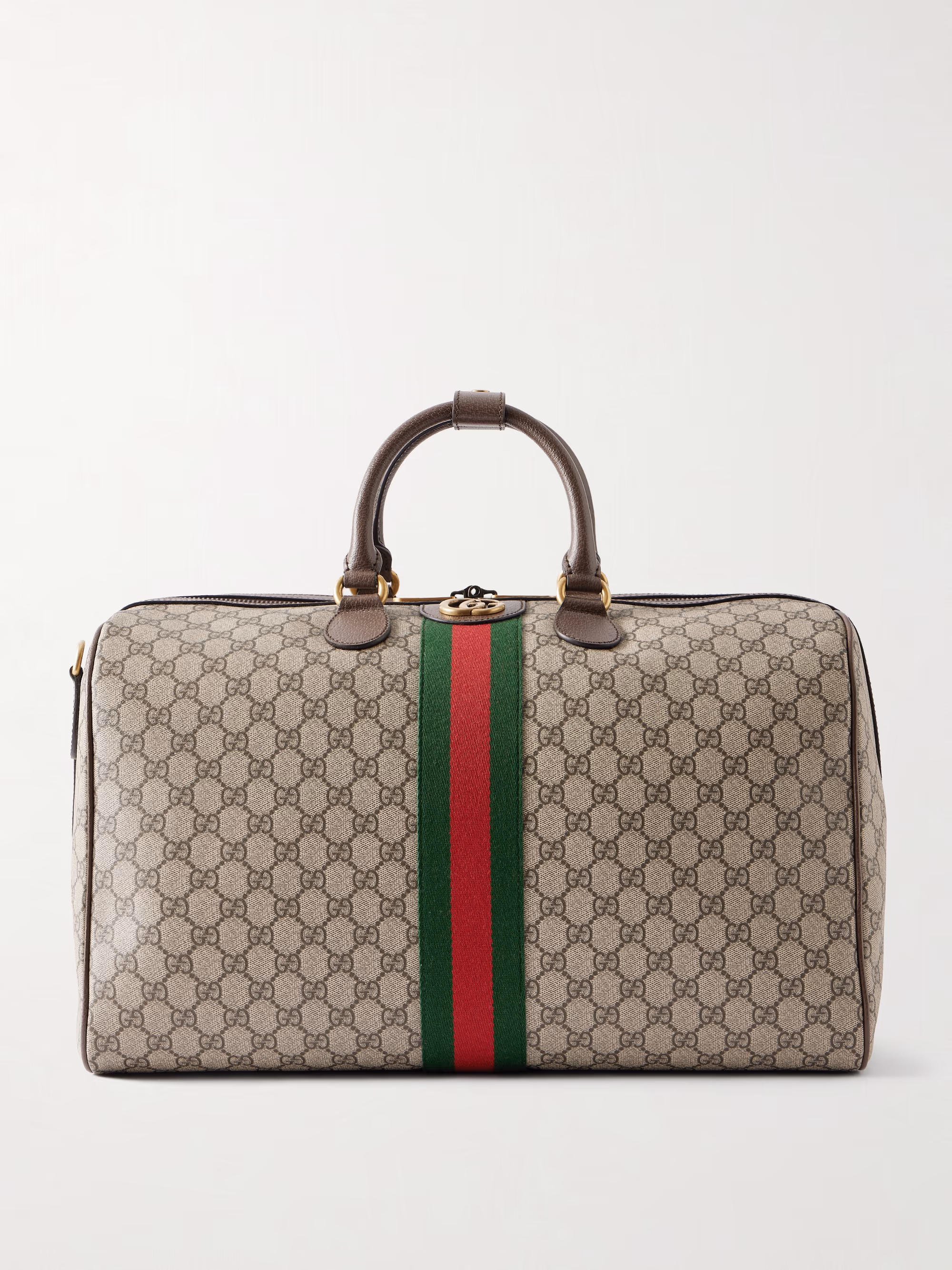 Gucci Savoy leather and webbing-trimmed printed coated-canvas tote