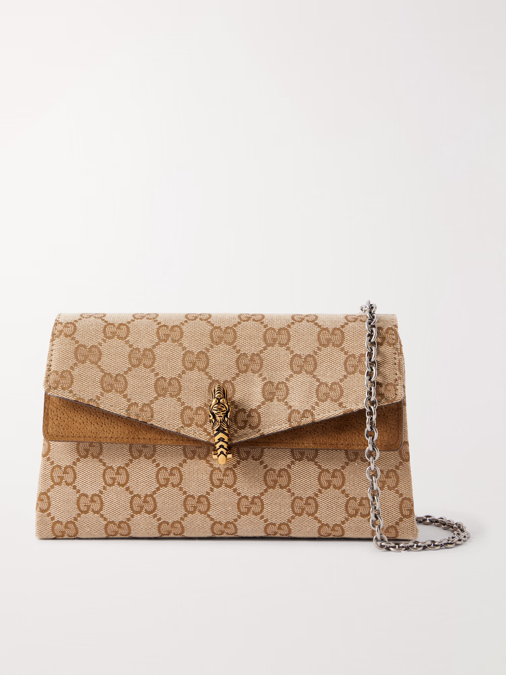 Gucci Dionysus logo-jacquard leather-trimmed canvas shoulder bag