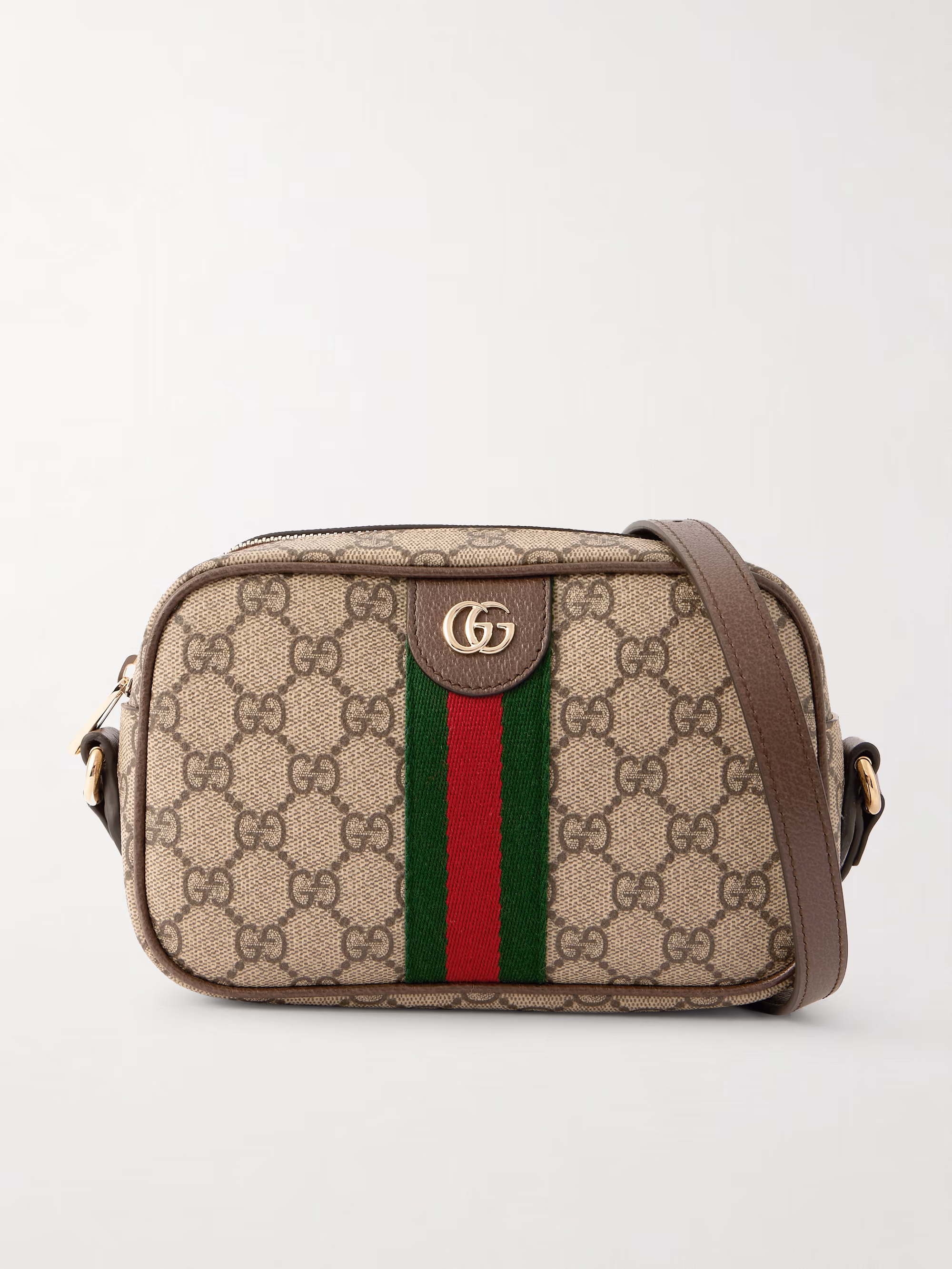 Gucci Ophidia mini webbing and leather-trimmed printed coated-canvas shoulder bag