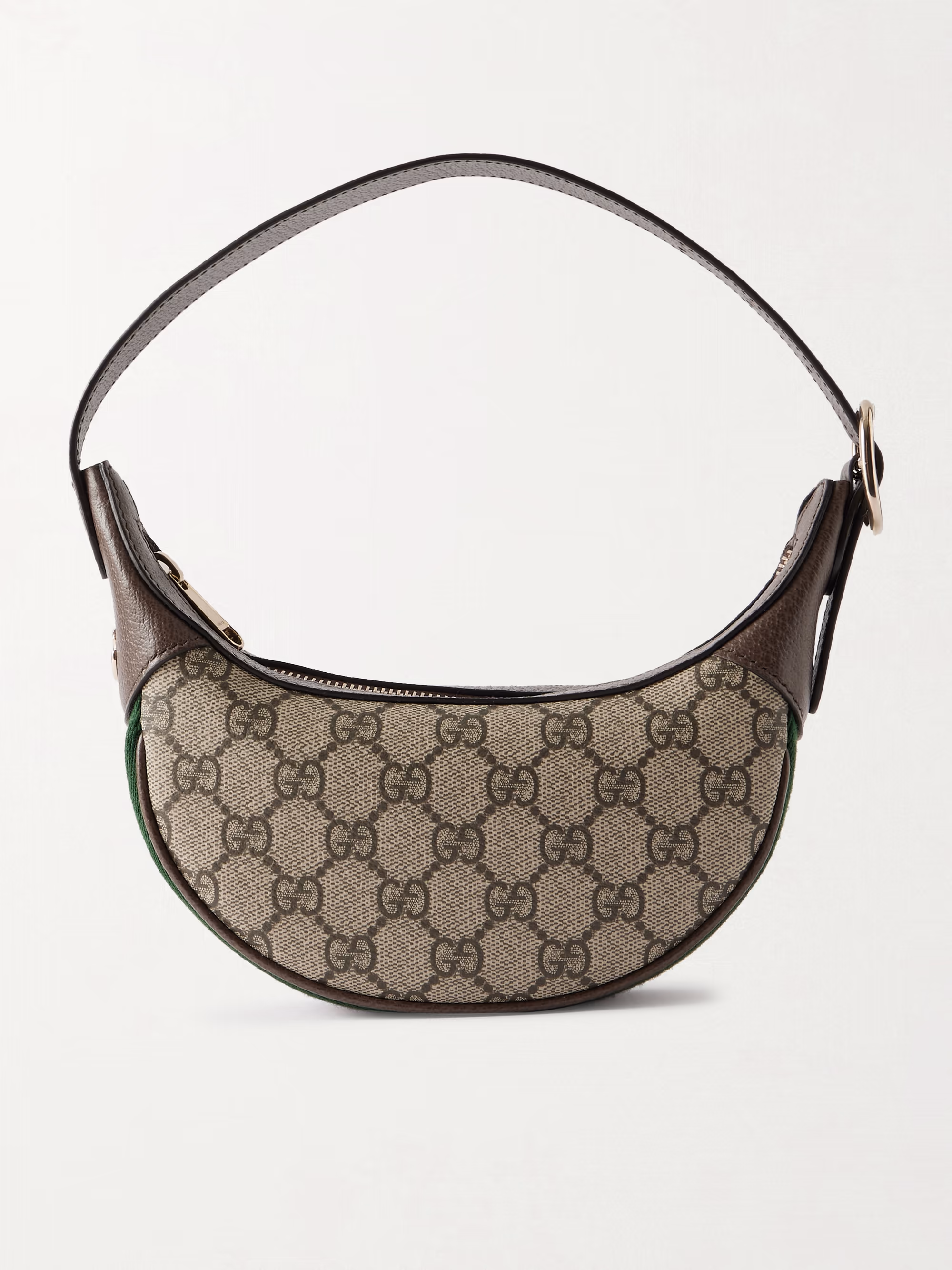 Gucci Ophidia mini webbing-trimmed textured-leather and printed coated-canvas shoulder bag