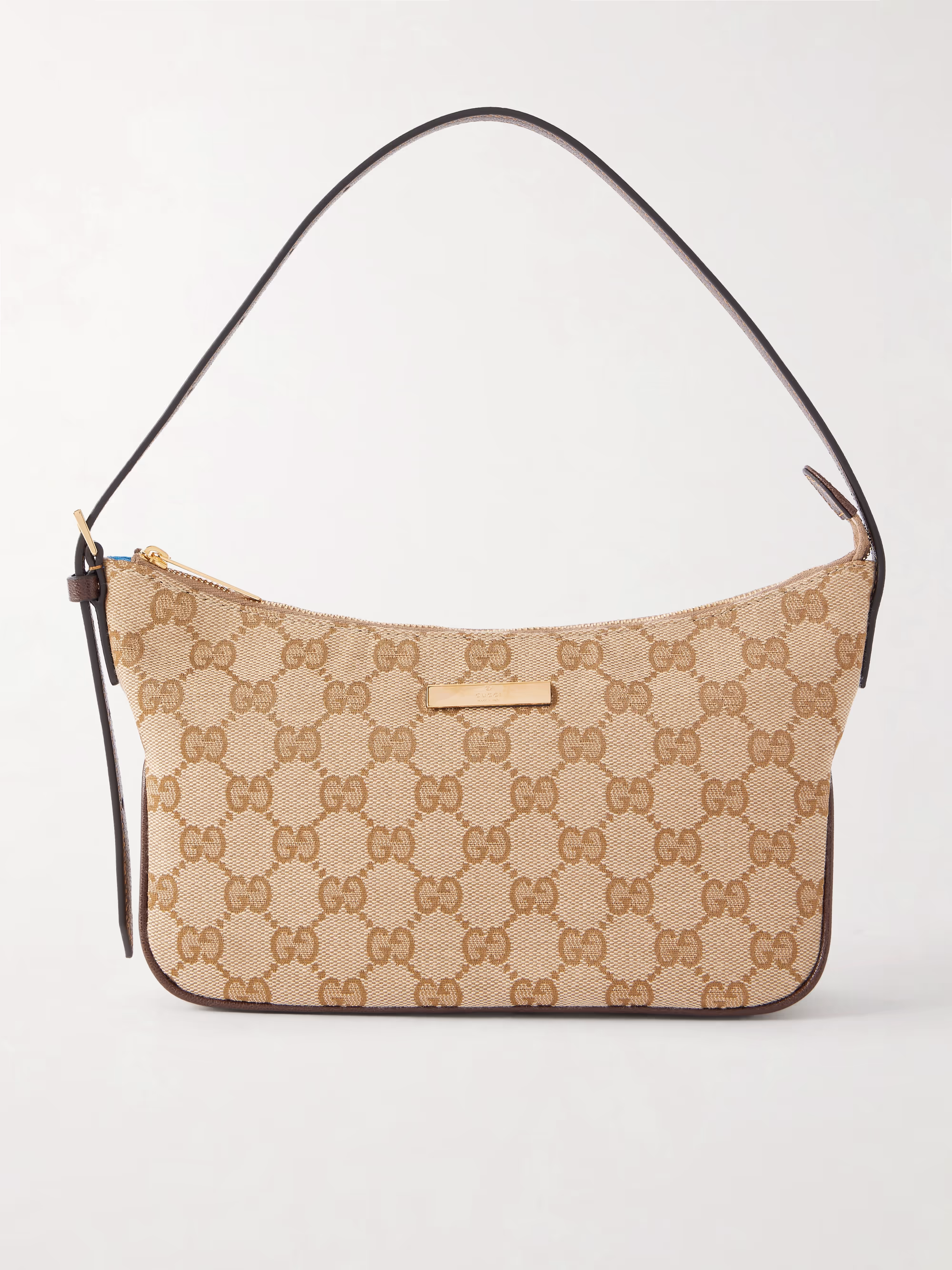 Gucci GG Supreme-jacquard leather-trimmed canvas shoulder bag