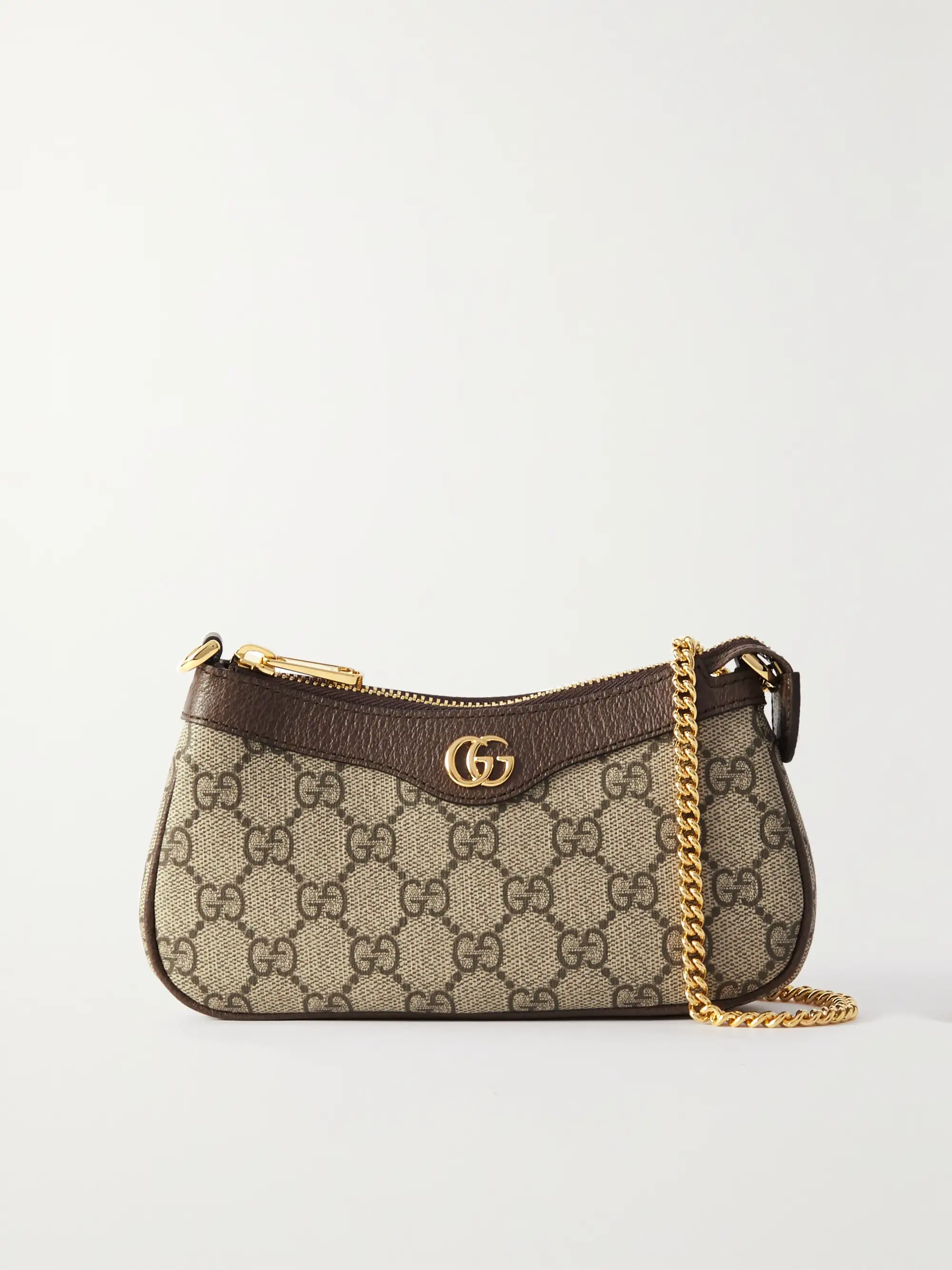 Gucci Ophidia mini textured leather-trimmed printed coated-canvas shoulder bag