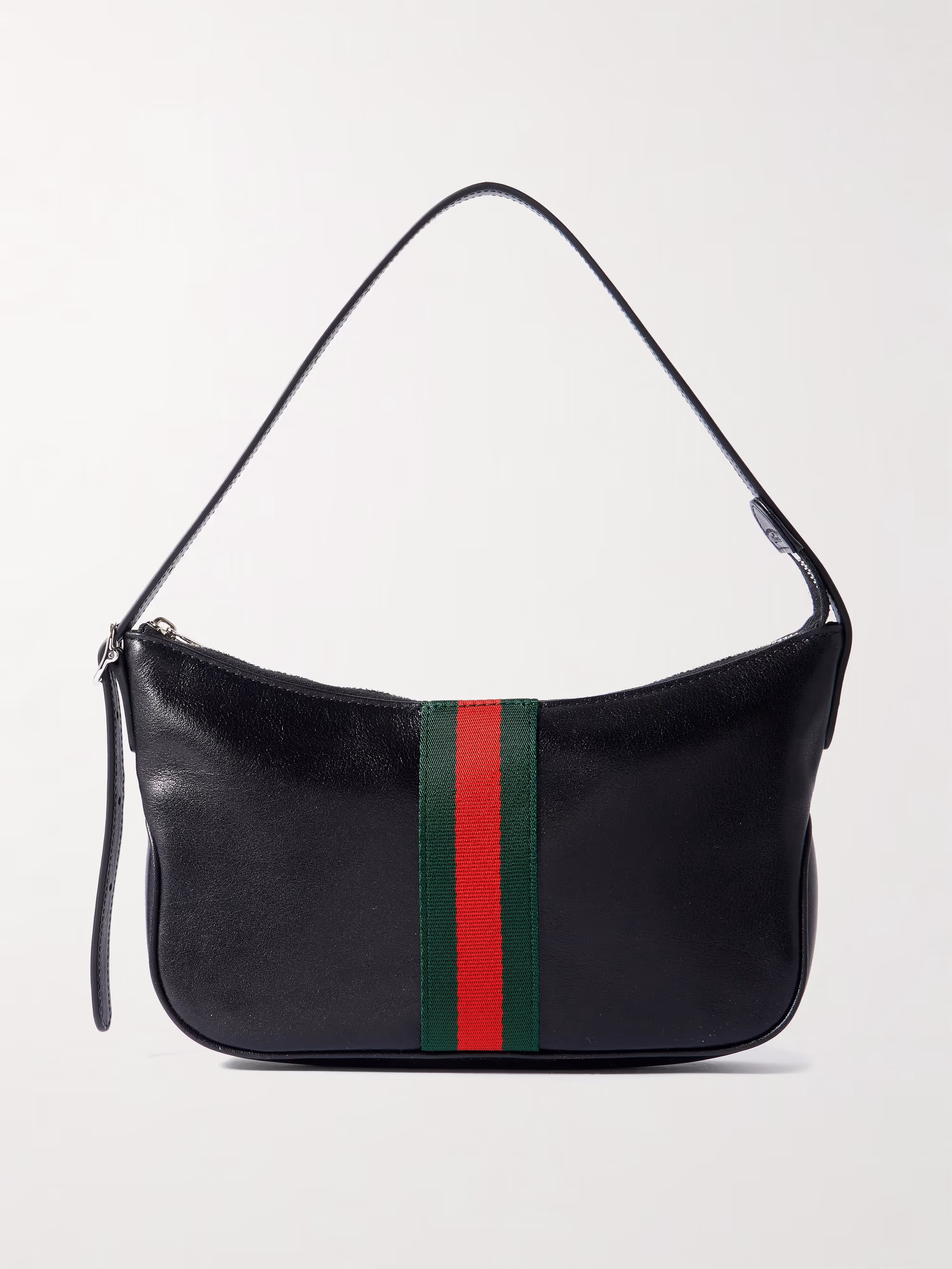 Gucci Lunetta webbing-trimmed leather shoulder bag