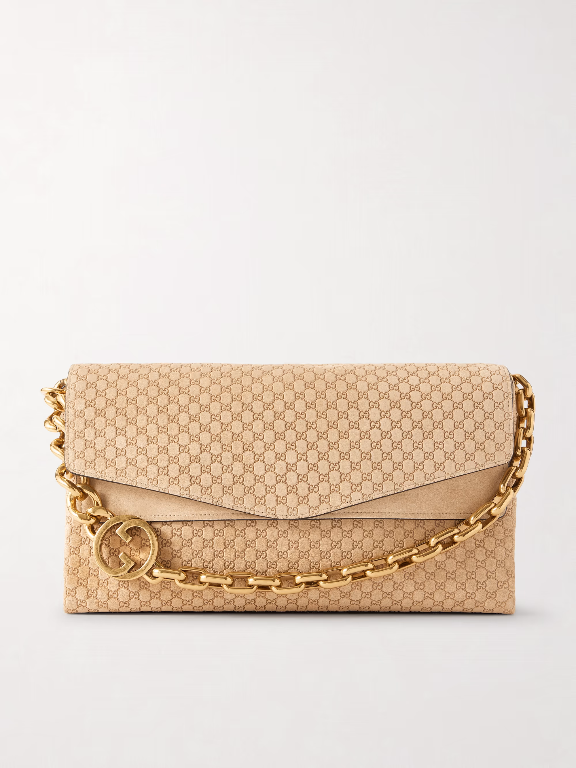 Gucci Large debossed suede shoulder bag