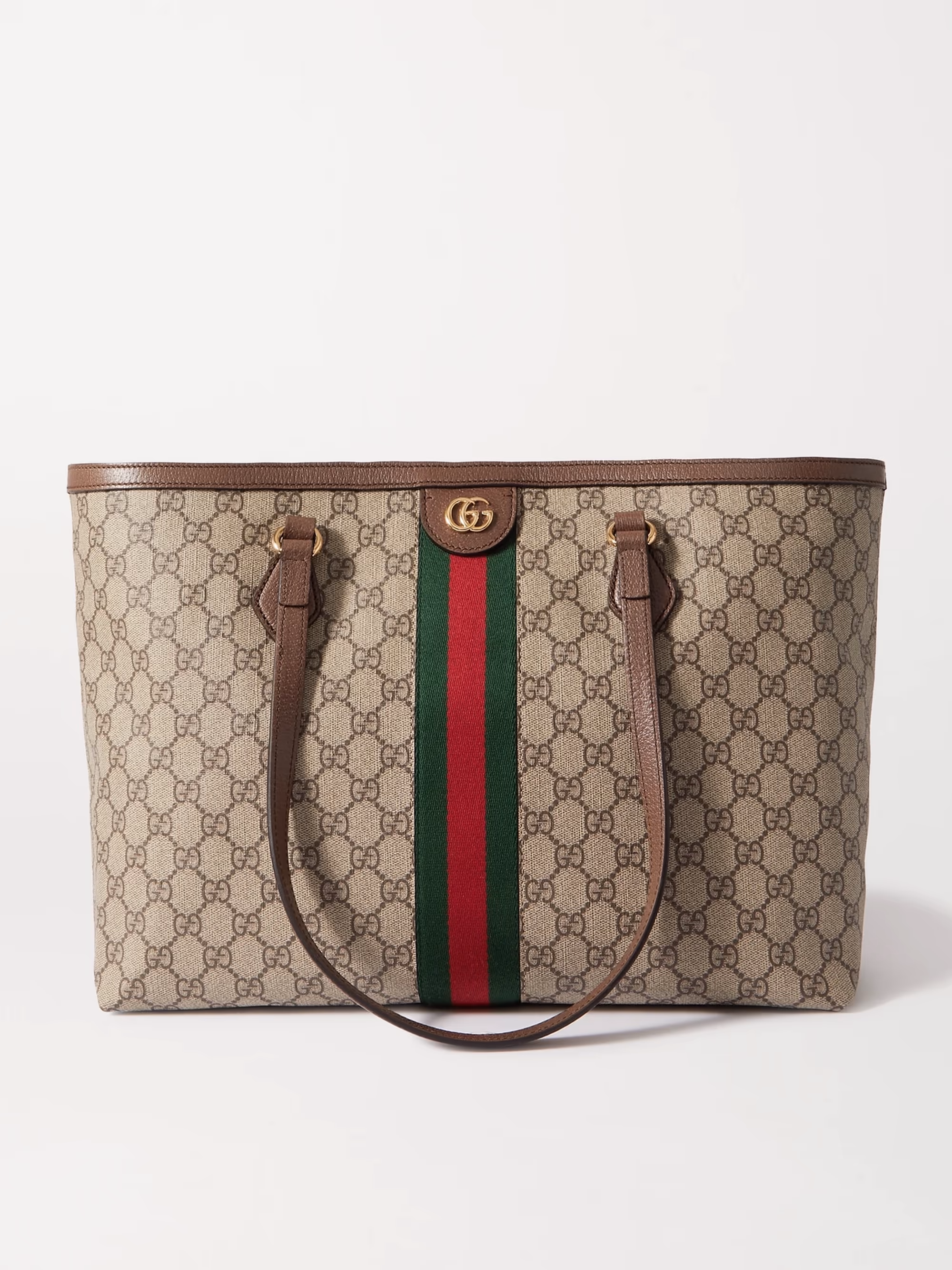 Gucci Ophidia medium leather-trimmed printed coated-canvas tote