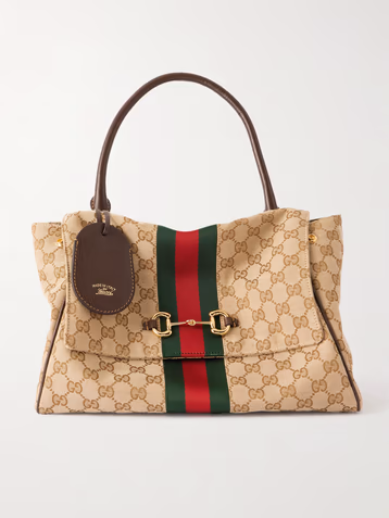 Gucci Paparazzo medium leather-trimmed canvas shoulder bag
