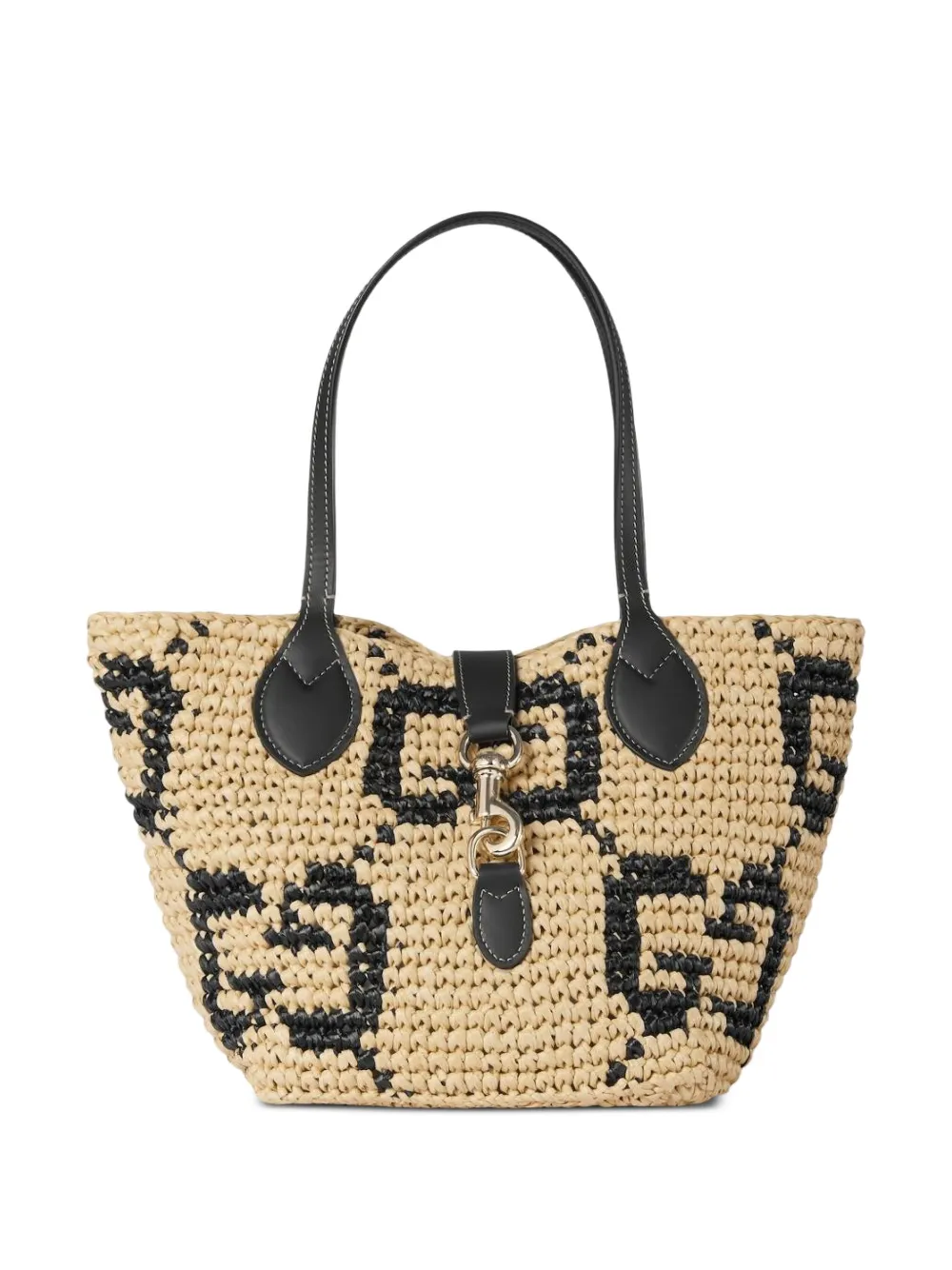 Gucci small raffia tote bag met GG-patroon