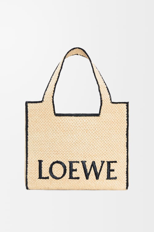 Loewe Large LOEWE Font tote in raffia