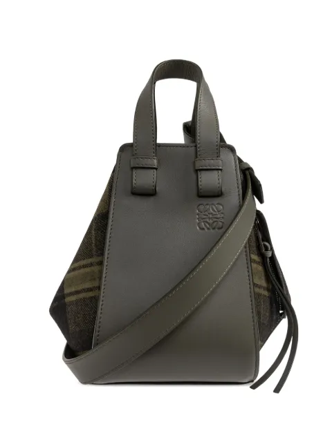 Loewe Hammock printed-tartan tote bag