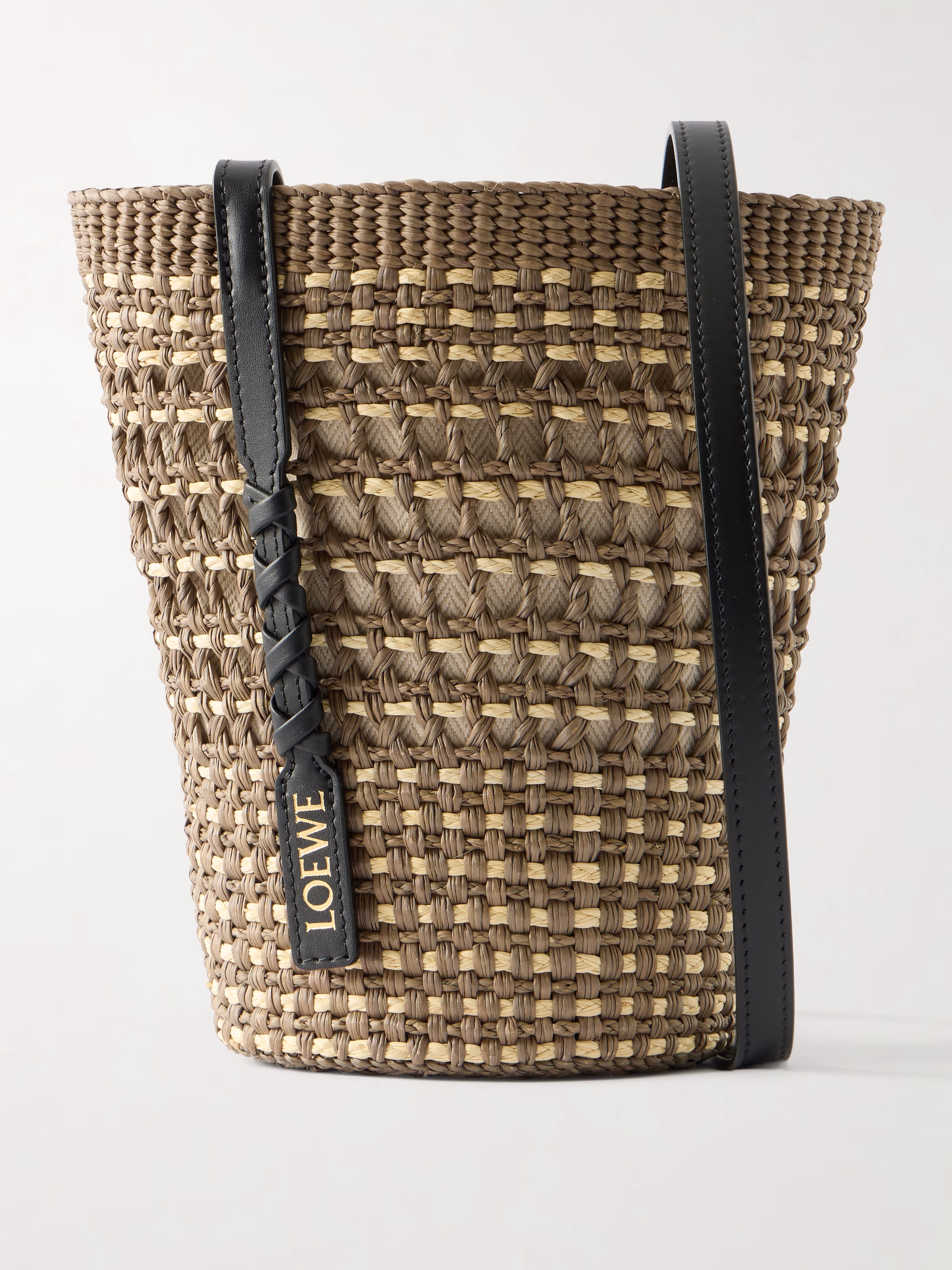 Loewe + Paula's Ibiza Braid leather-trimmed raffia shoulder bag